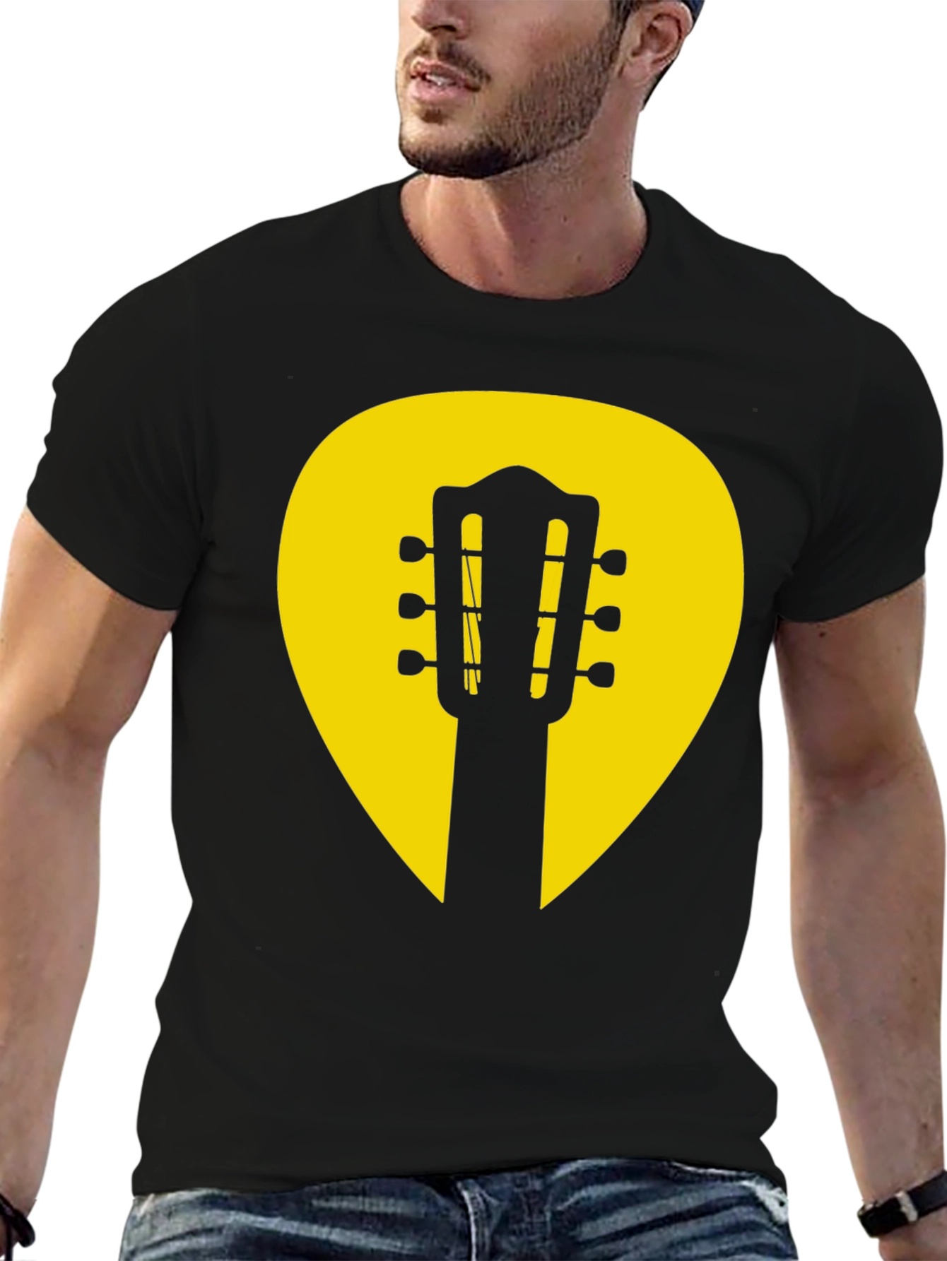 Guitar Pick Graphic Tee - Classic Musician Style