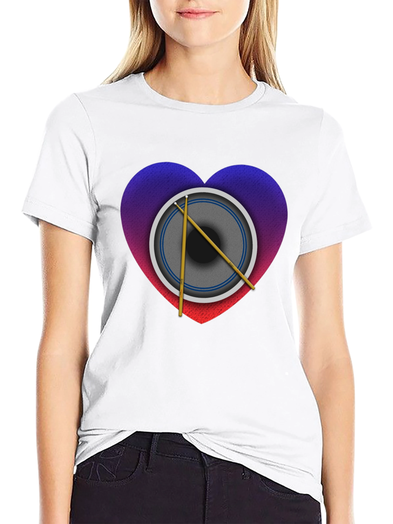 Drum Heart Graphic Tee - Music Lover Shirt