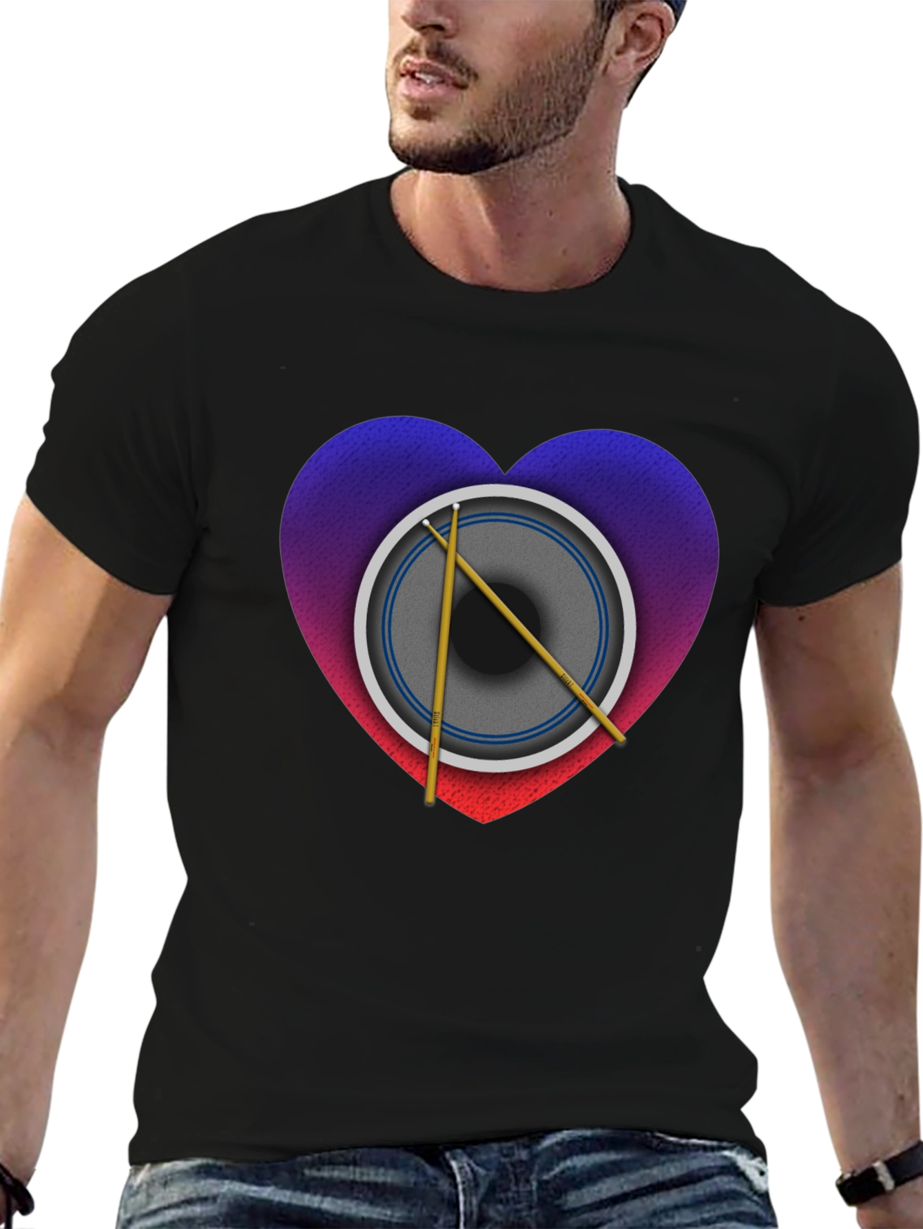 Drum Heart Graphic Tee - Music Lover Shirt
