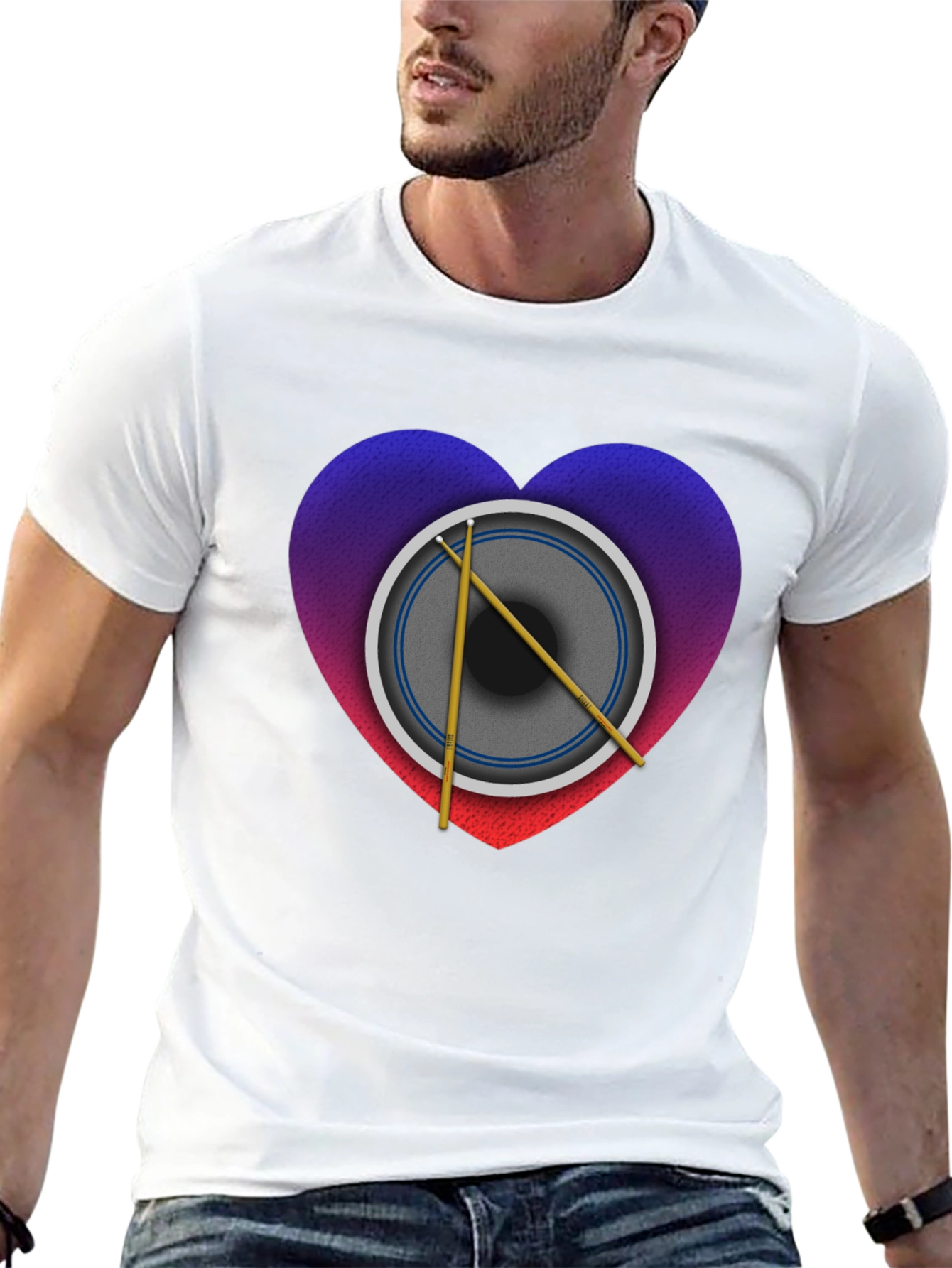 Drum Heart Graphic Tee - Music Lover Shirt