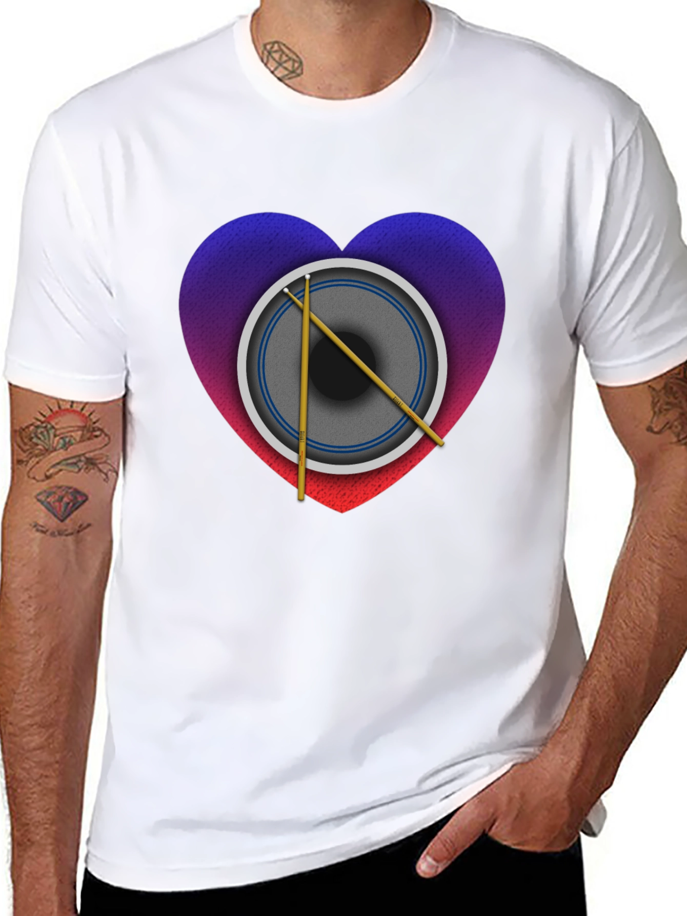Drum Heart Graphic Tee - Music Lover Shirt
