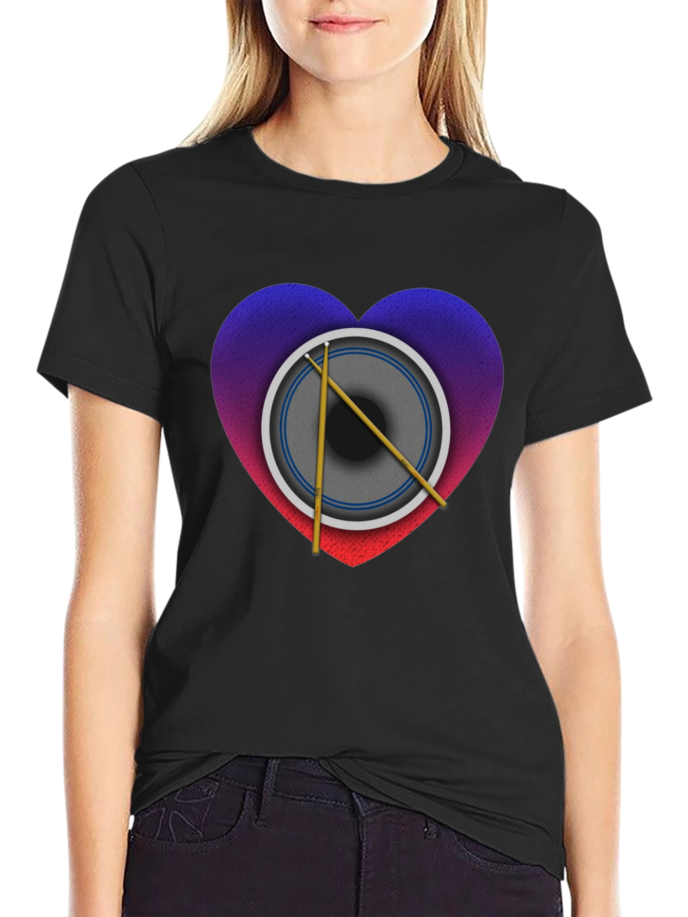 Drum Heart Graphic Tee - Music Lover Shirt