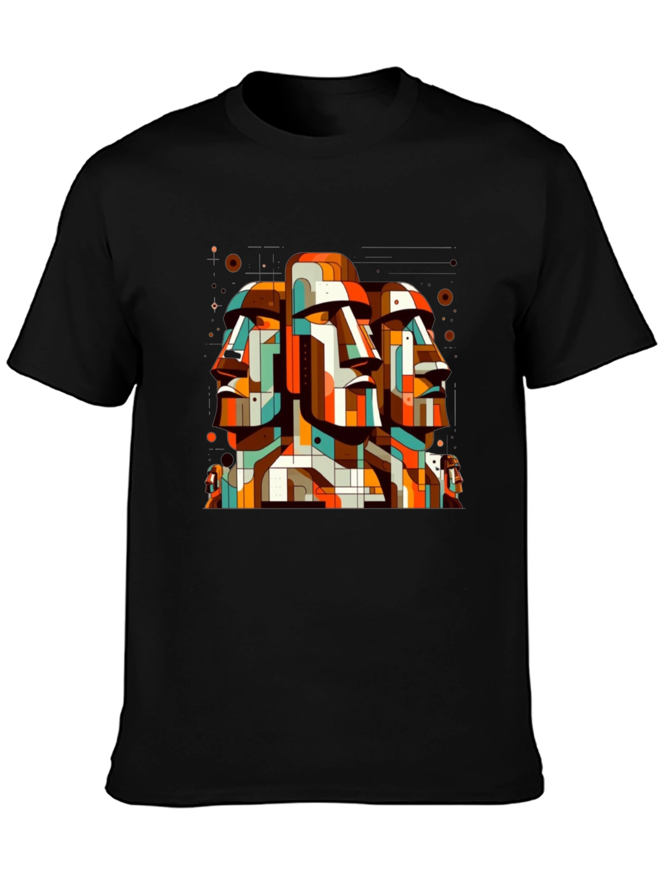 Moai Head Geometric Art Graphic Tee