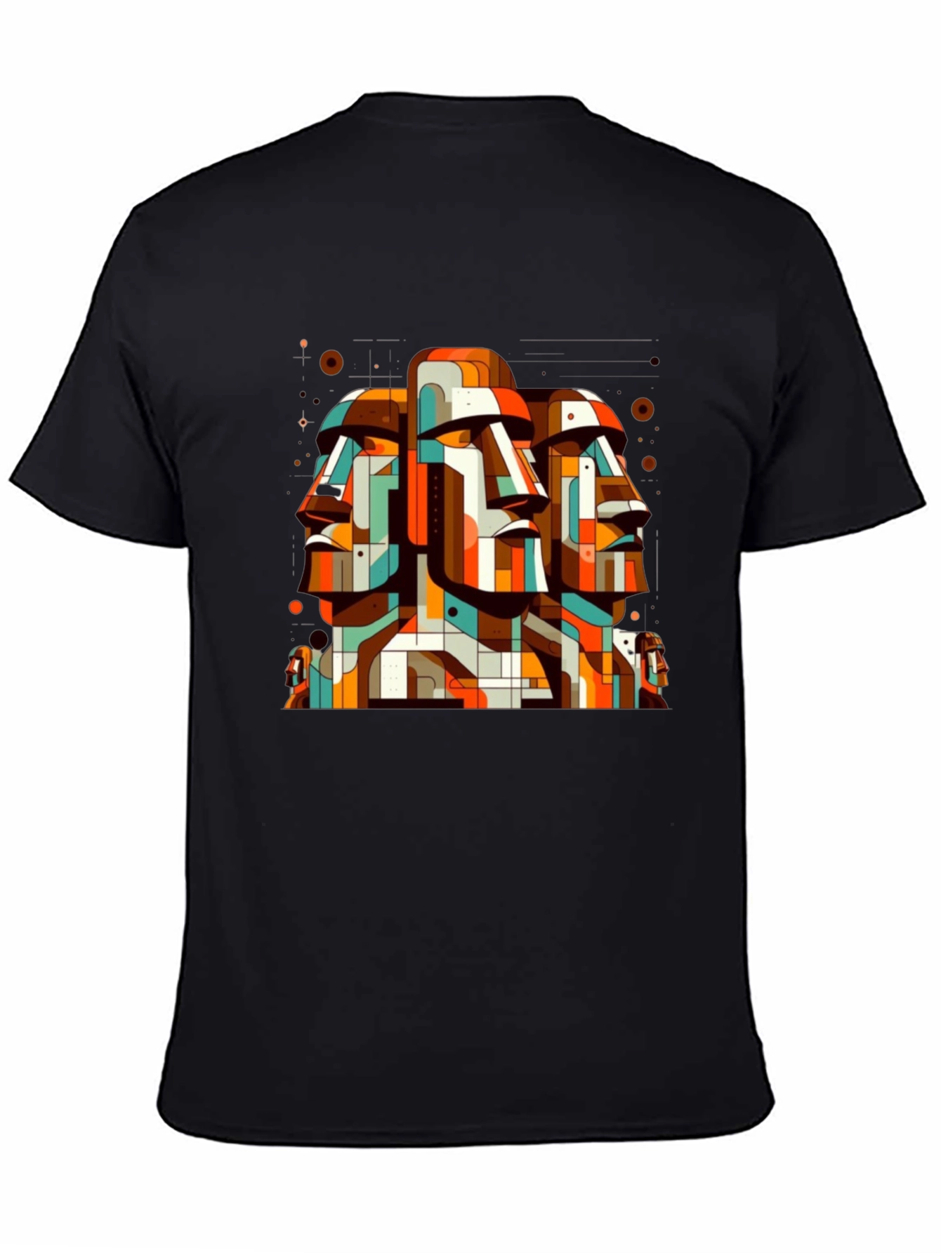 Moai Head Geometric Art Graphic Tee