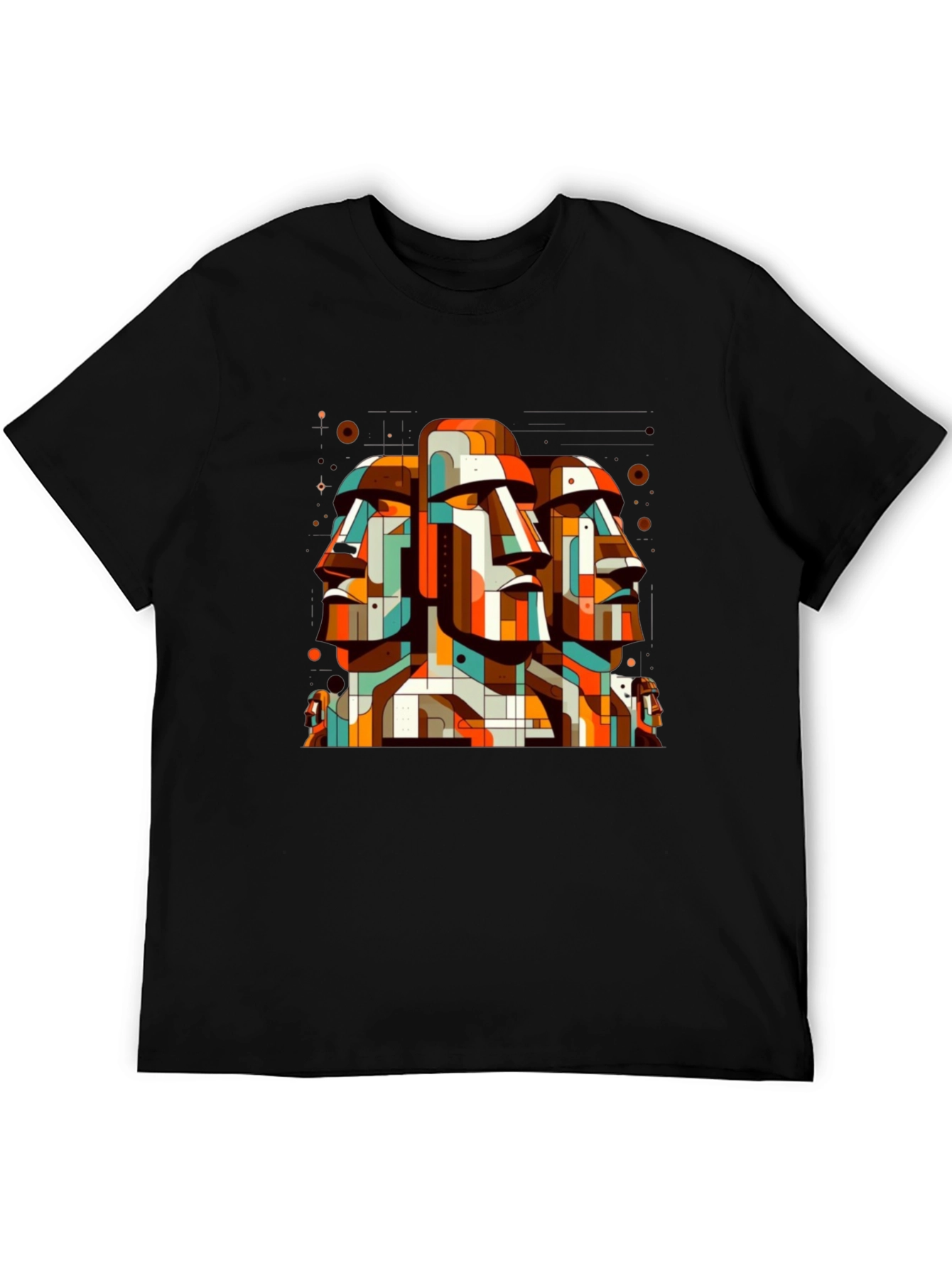 Moai Head Geometric Art Graphic Tee