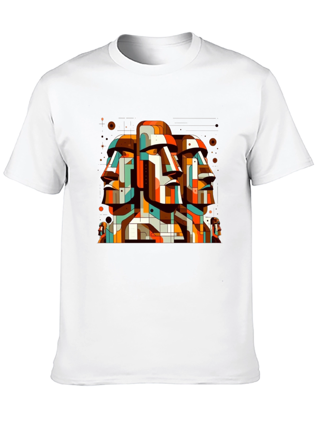 Moai Head Geometric Art Graphic Tee