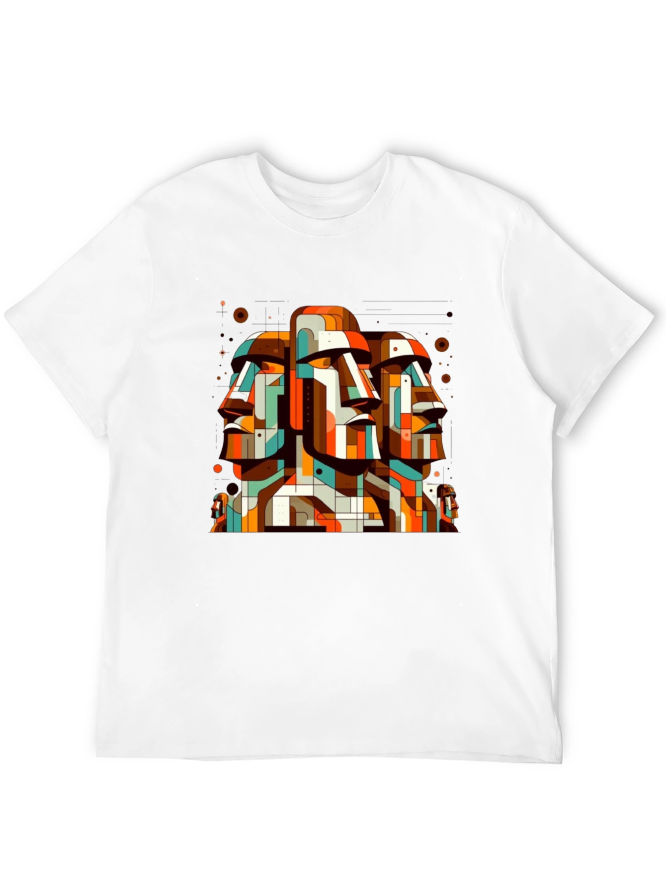 Moai Head Geometric Art Graphic Tee