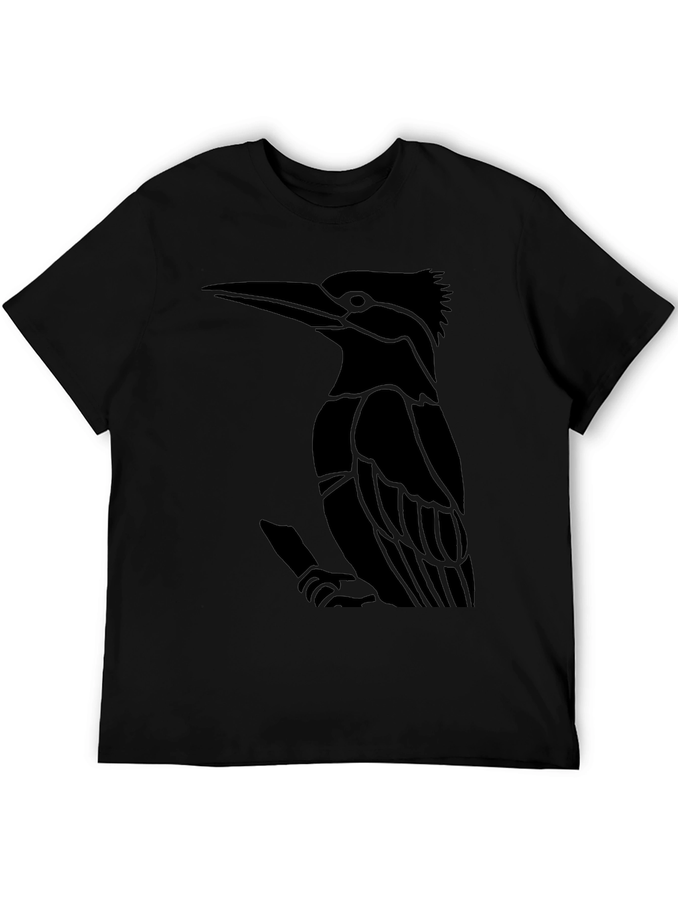 Black T-Shirt with Bird Graphic