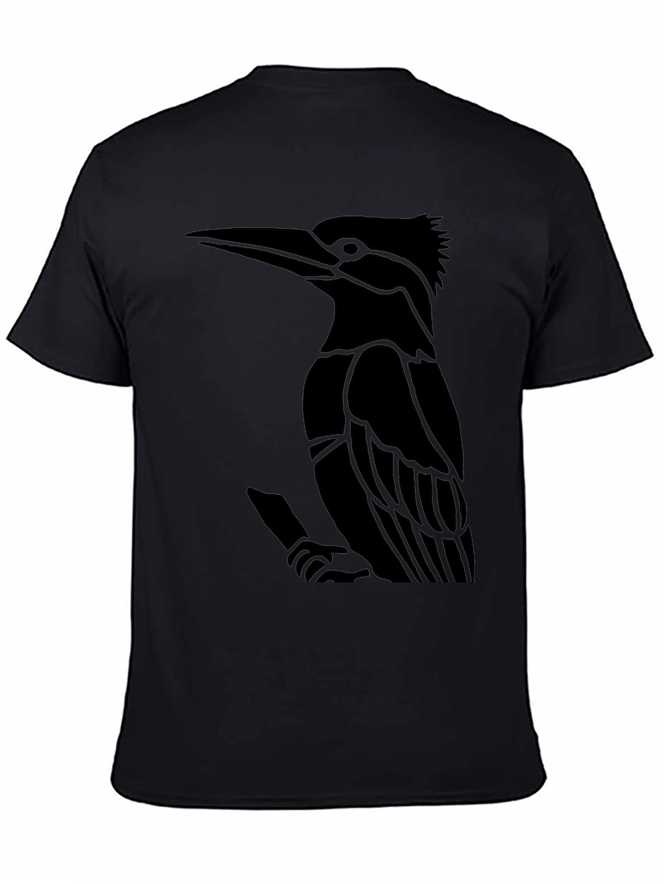 Black T-Shirt with Bird Graphic