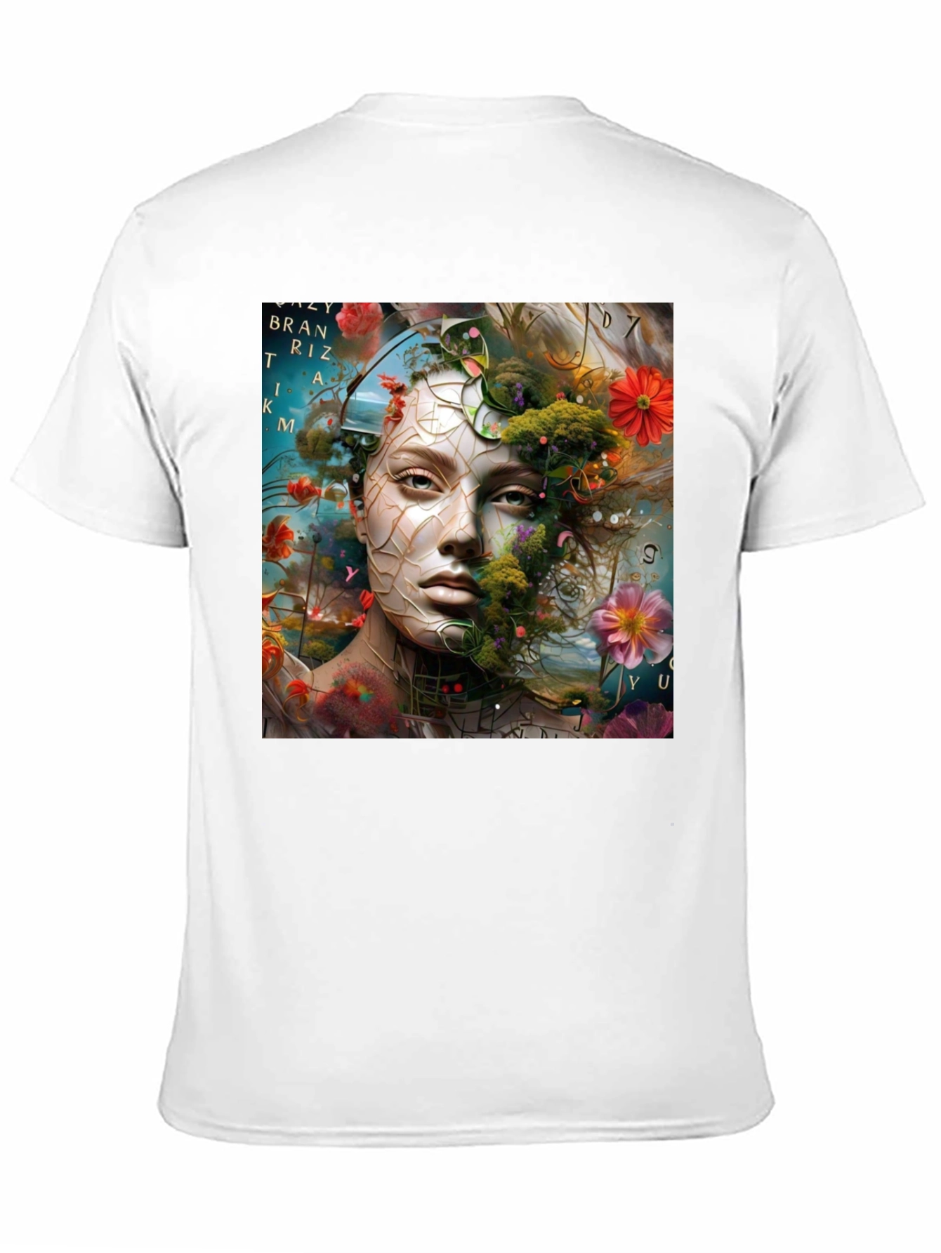 Floral Face Graphic T-Shirt - Artistic Design