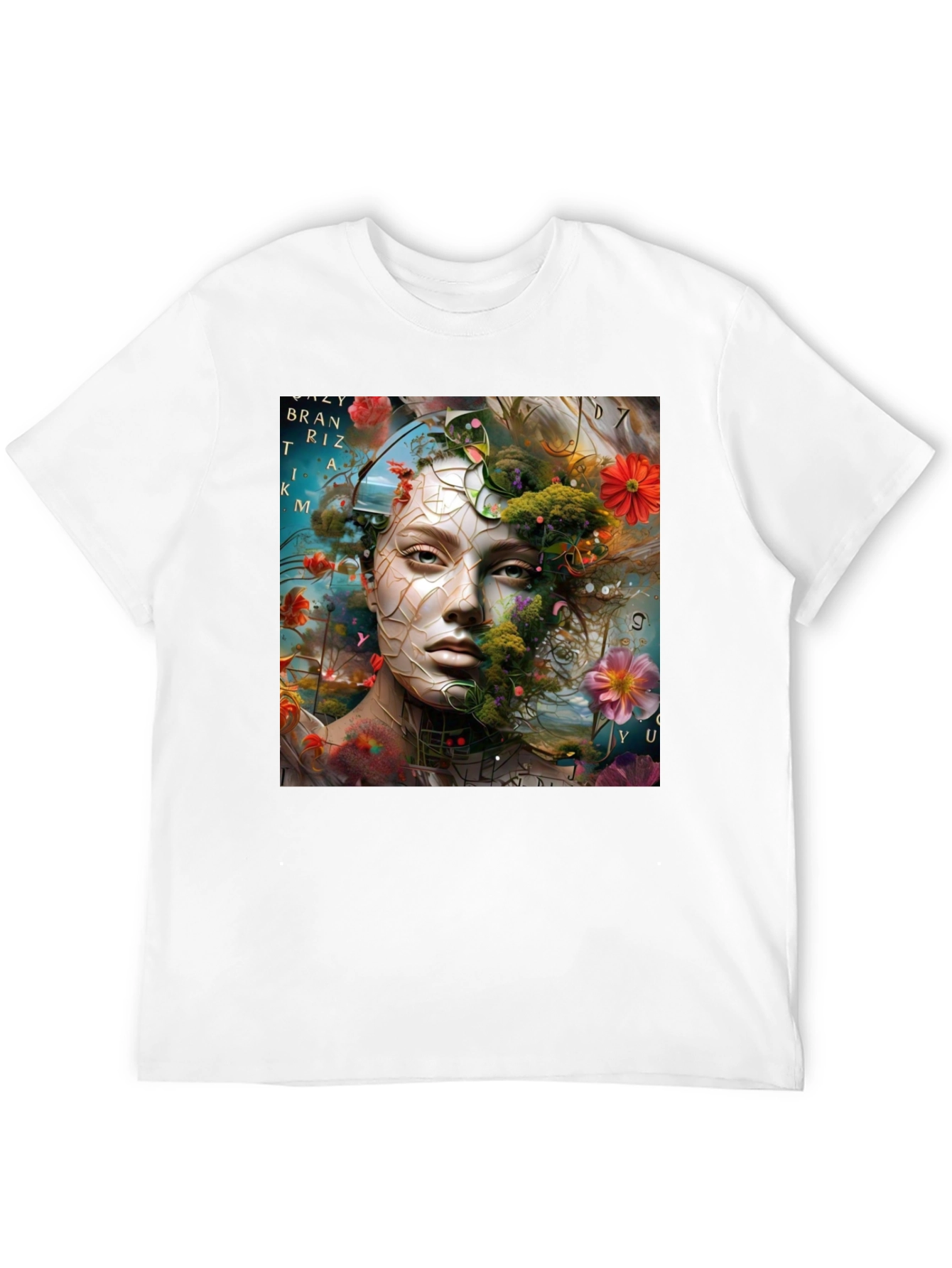 Floral Face Graphic T-Shirt - Artistic Design