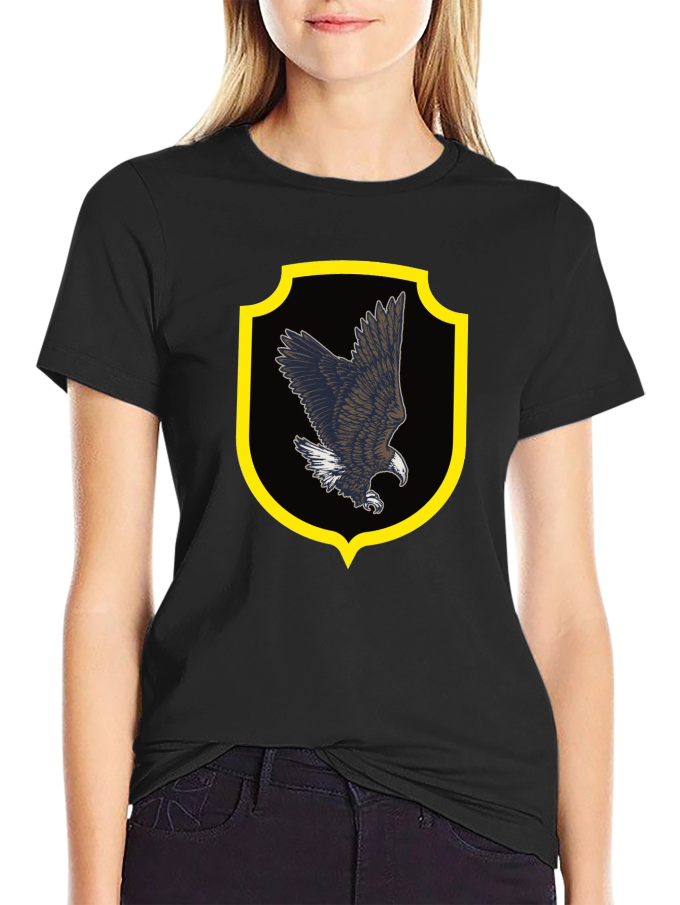 Eagle Crest Graphic Tee - Black Cotton Shirt