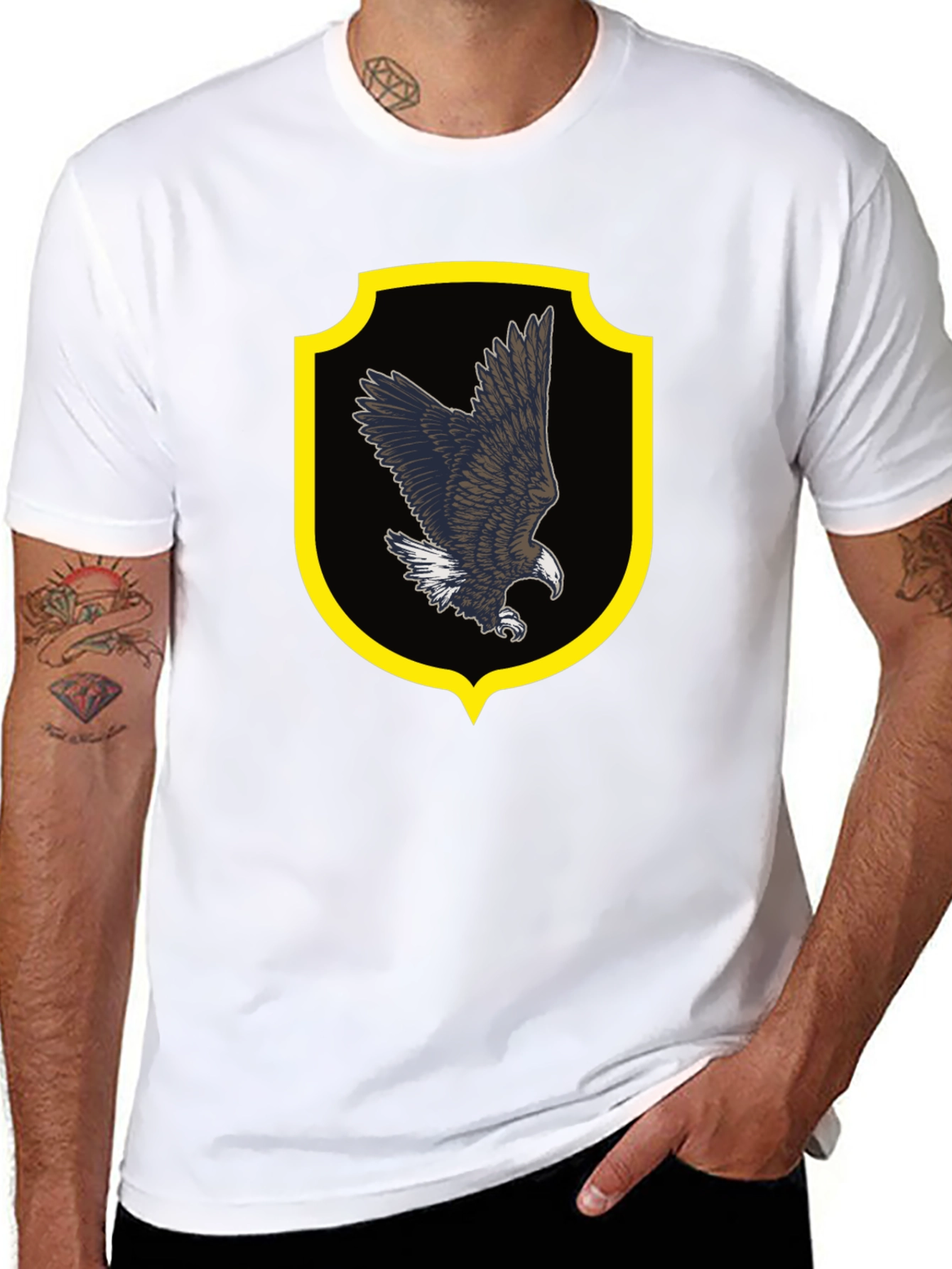 Eagle Crest Graphic Tee - Black Cotton Shirt