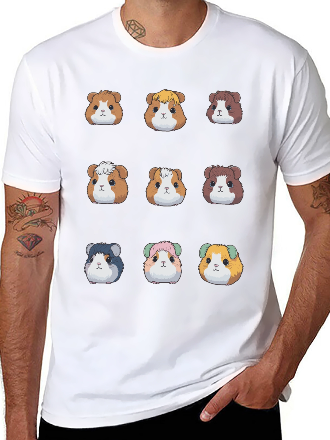 Guinea Pig Faces Black T-Shirt