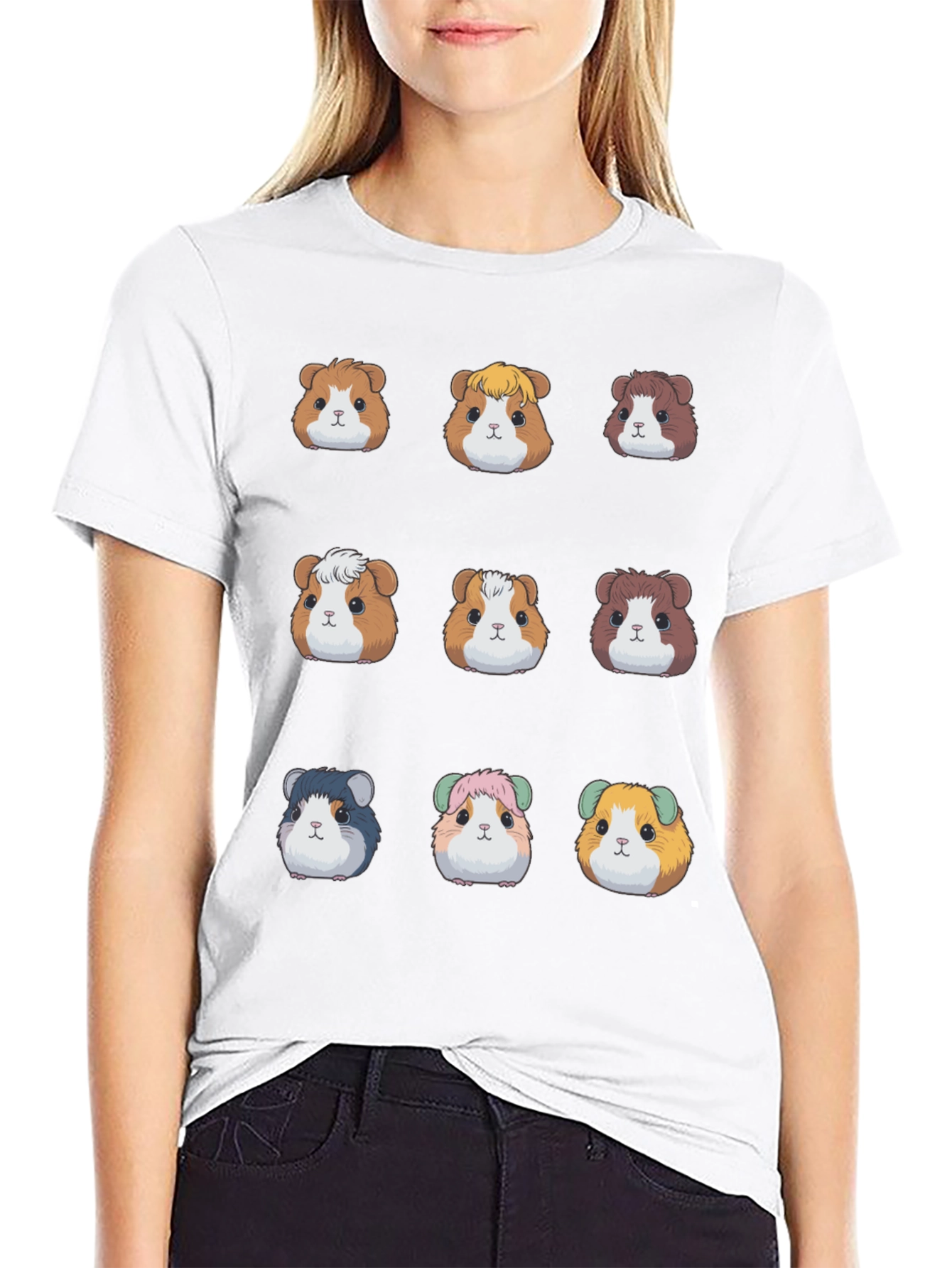 Guinea Pig Faces Black T-Shirt