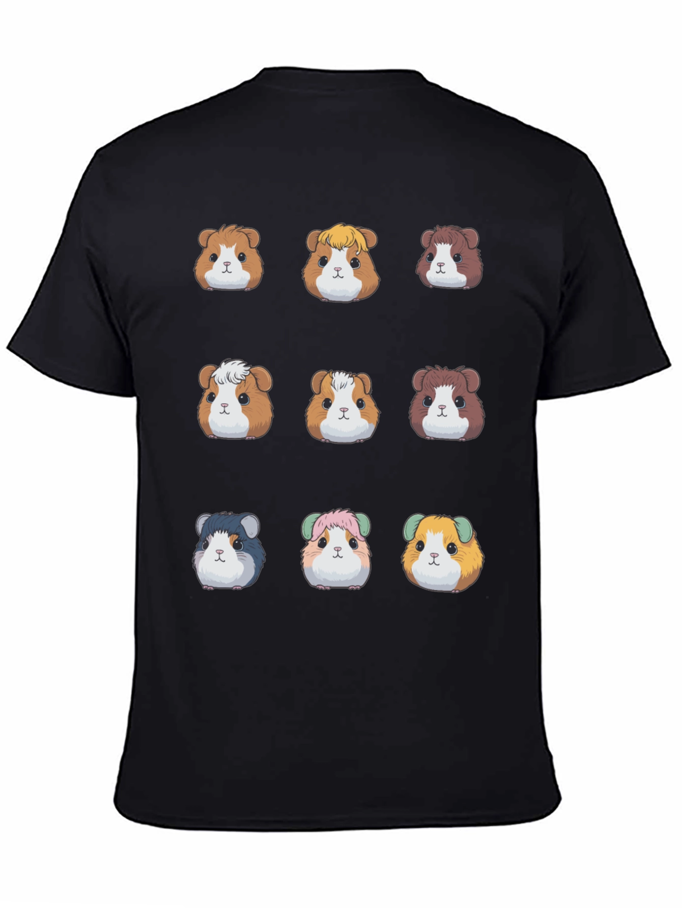 Guinea Pig Faces Black T-Shirt