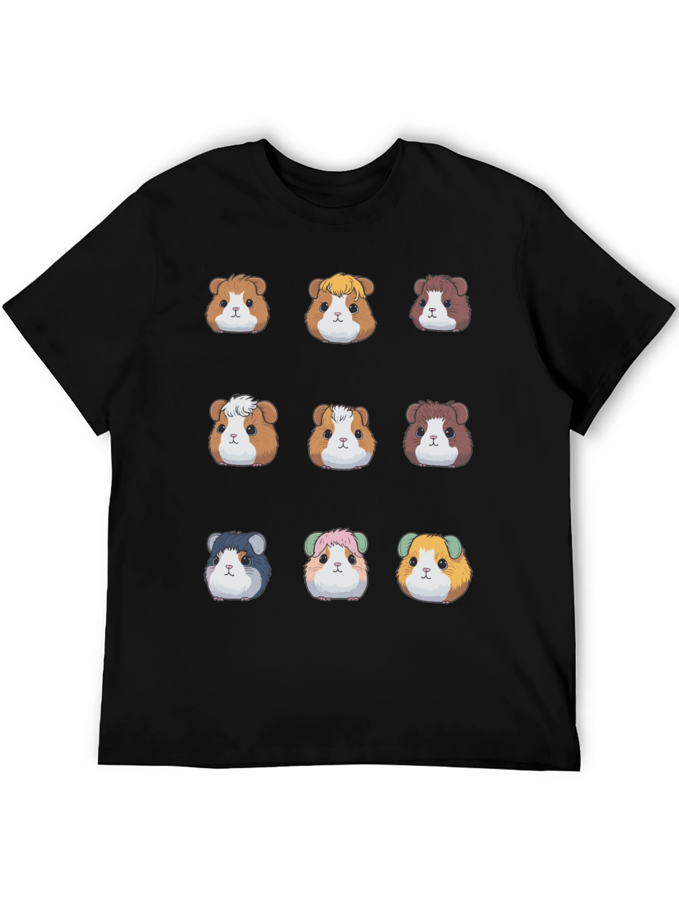 Guinea Pig Faces Black T-Shirt