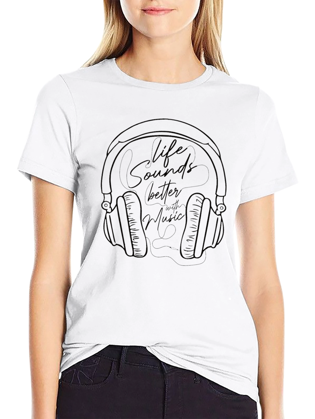 Life Sounds Better with Music Black T-Shirt