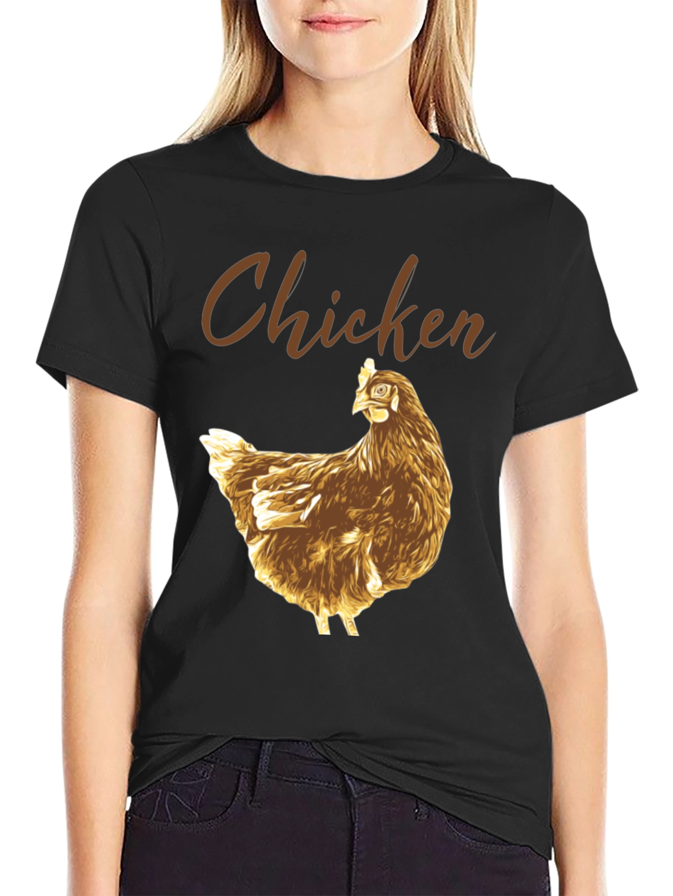 Funny Chicken Graphic Tee - Black Cotton T-Shirt