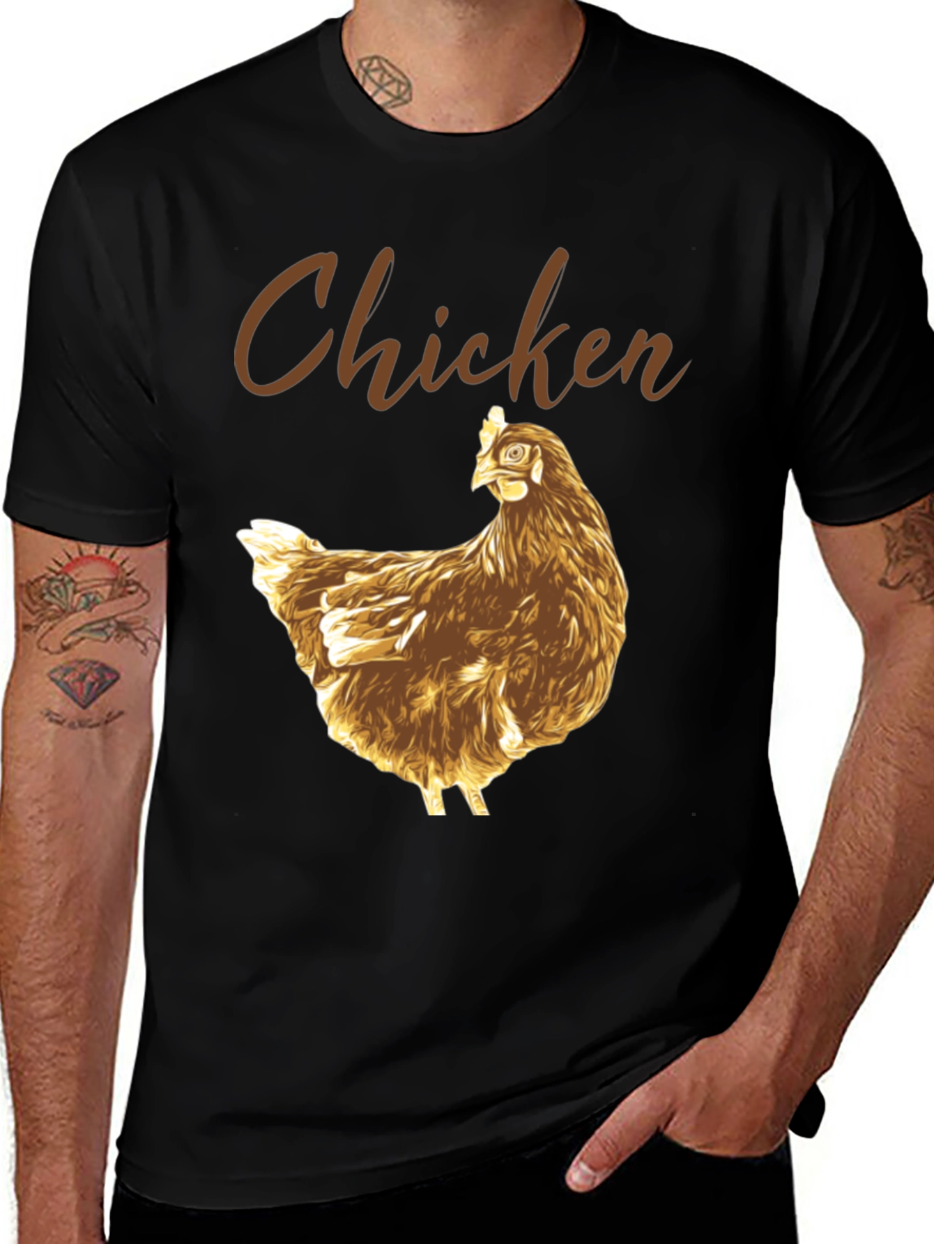 Funny Chicken Graphic Tee - Black Cotton T-Shirt
