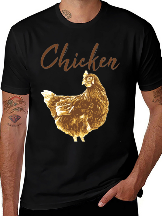Funny Chicken Graphic Tee - Black Cotton T-Shirt