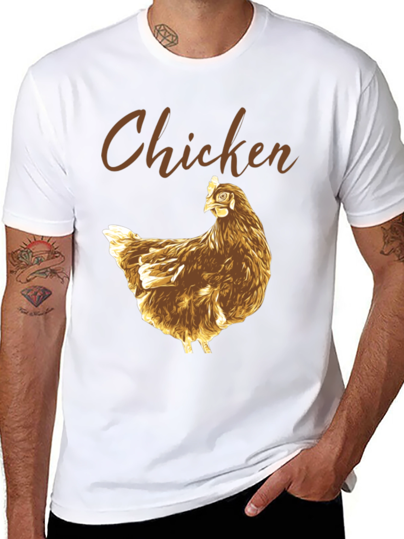 Funny Chicken Graphic Tee - Black Cotton T-Shirt