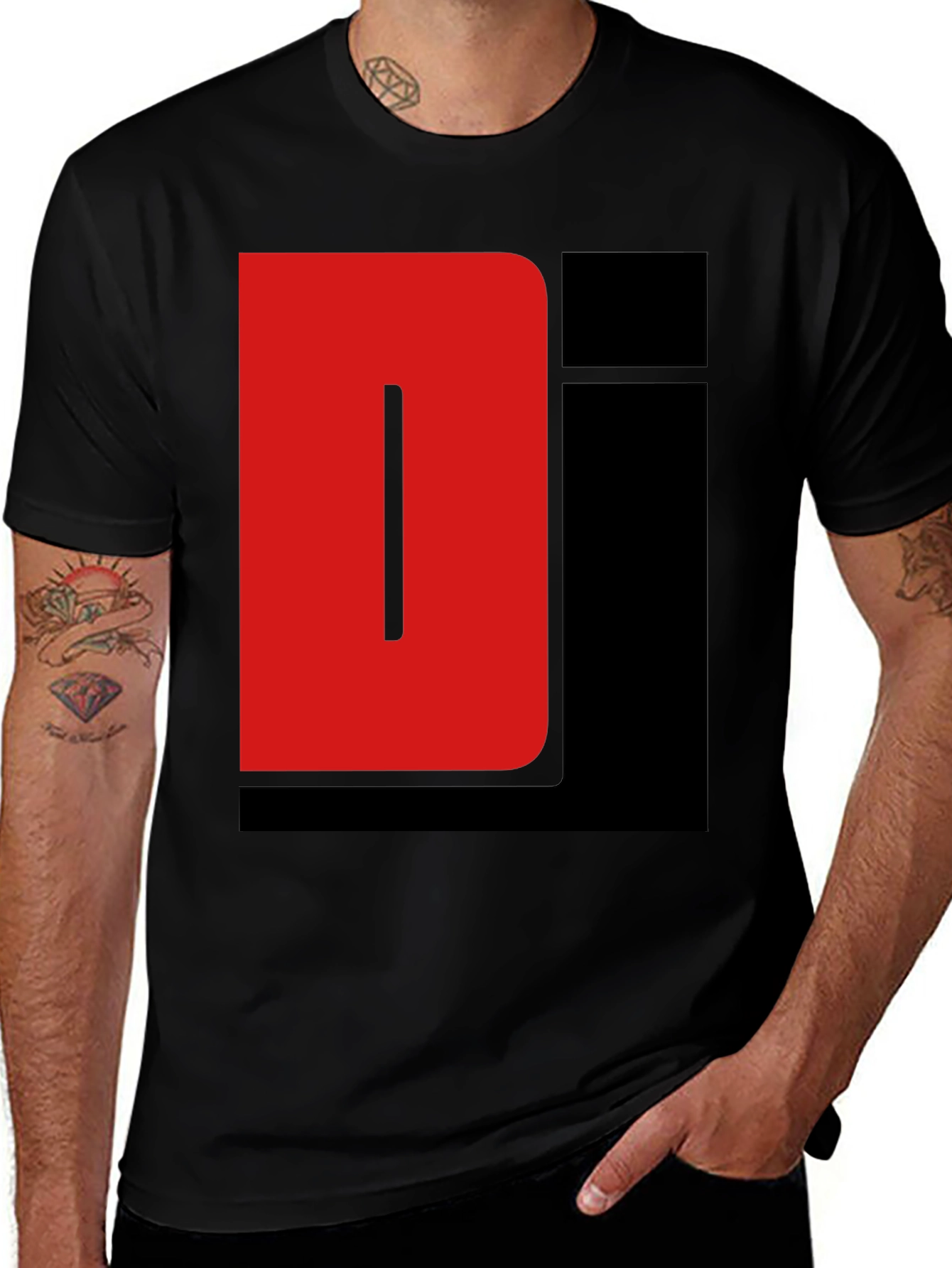 Red and Black Graphic Tee Shirt