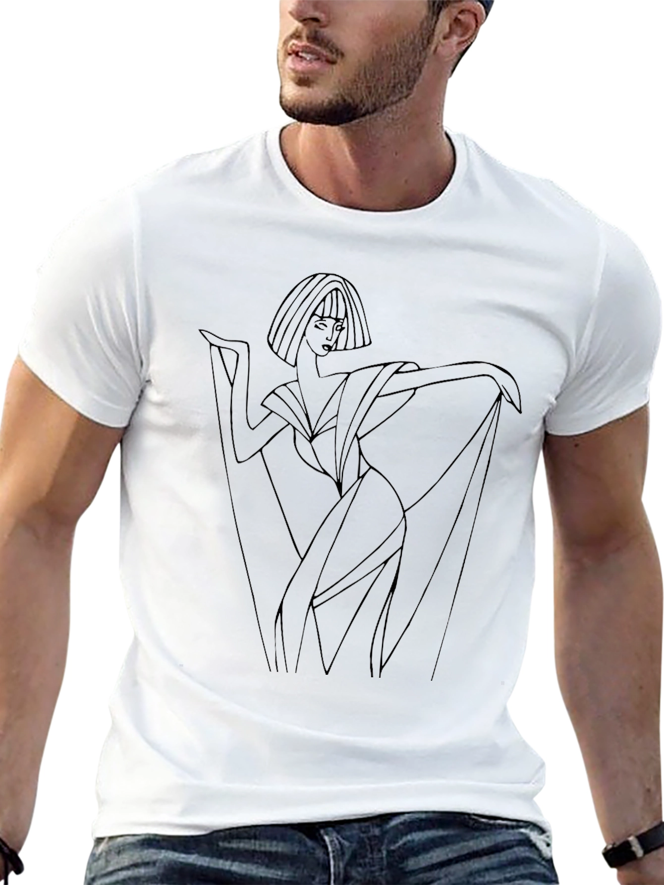 Elegant Woman Graphic Black T-Shirt
