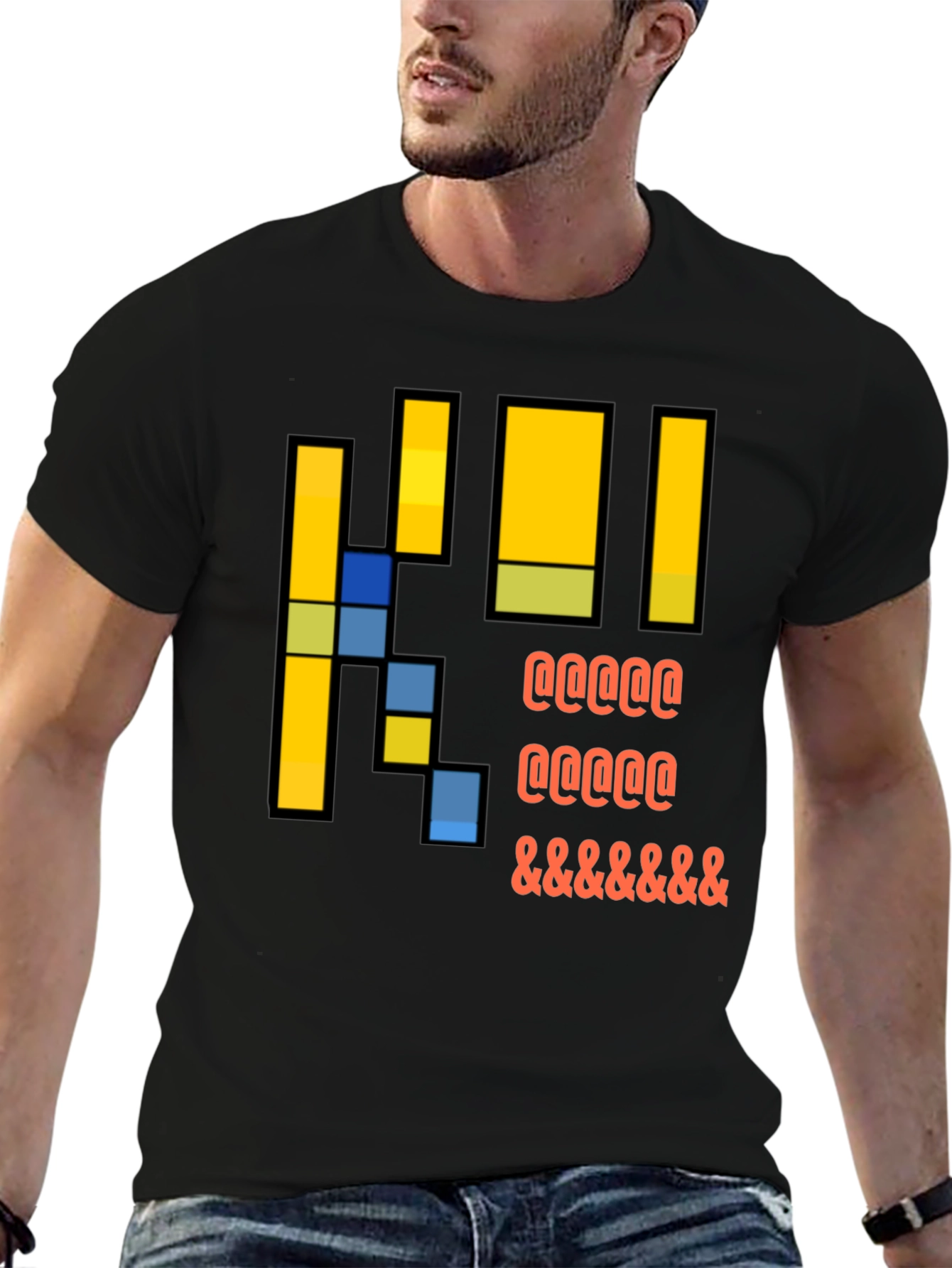 Pixel Art Graphic T-Shirt - Casual Black Tee