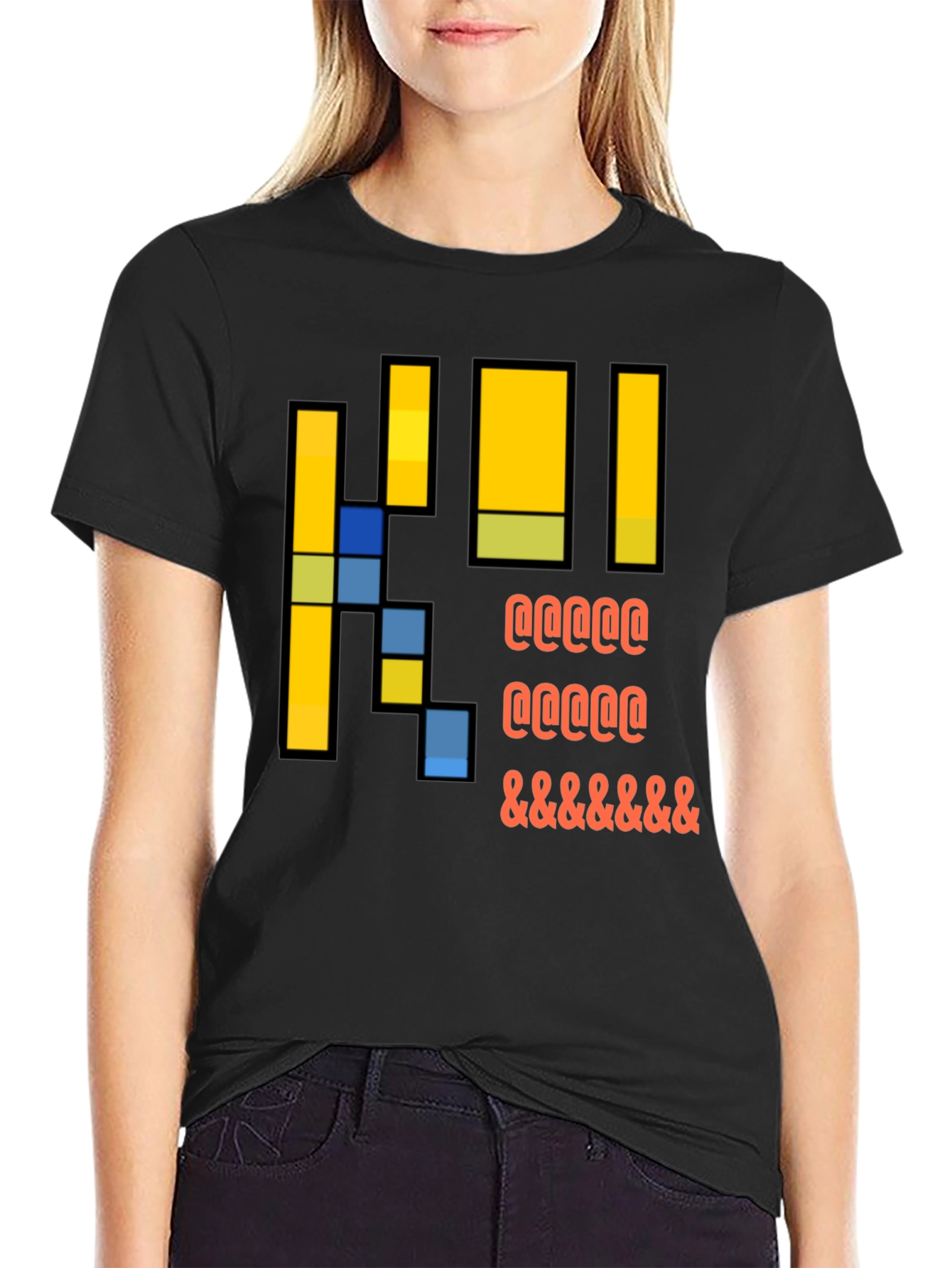 Pixel Art Graphic T-Shirt - Casual Black Tee