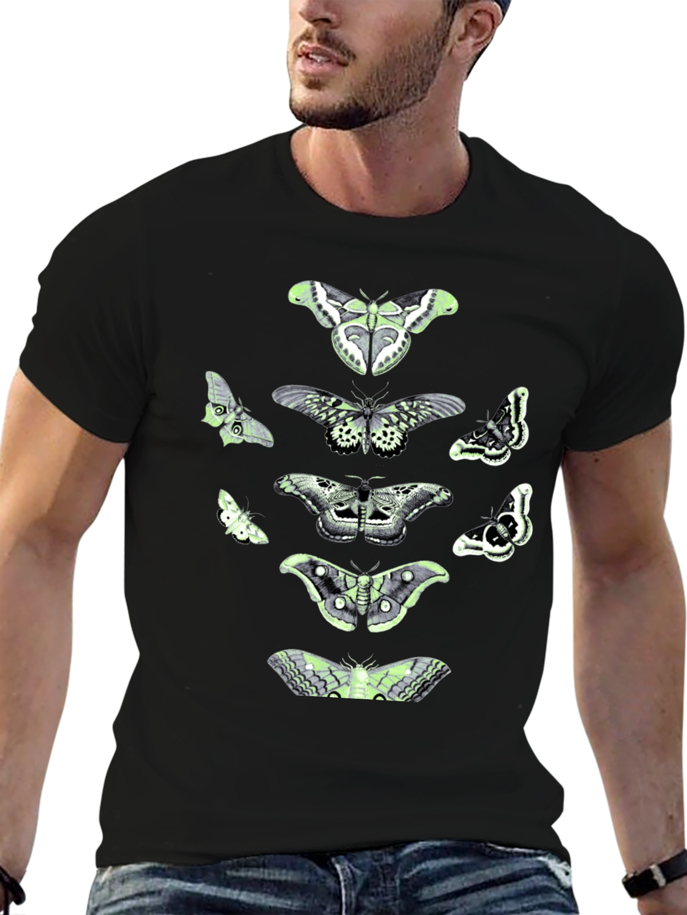 Moth Graphic Tee - Black Cotton Blend