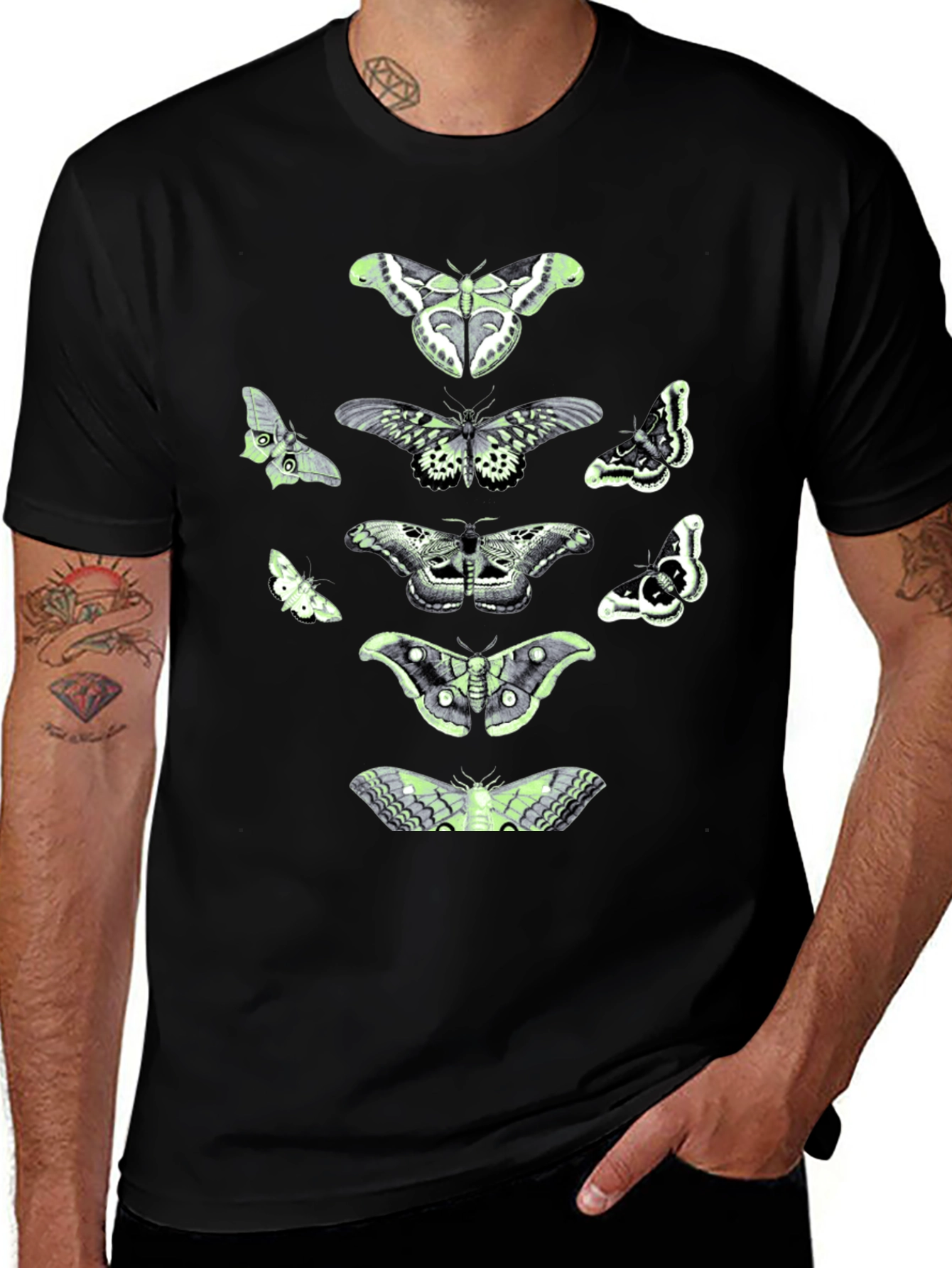 Moth Graphic Tee - Black Cotton Blend