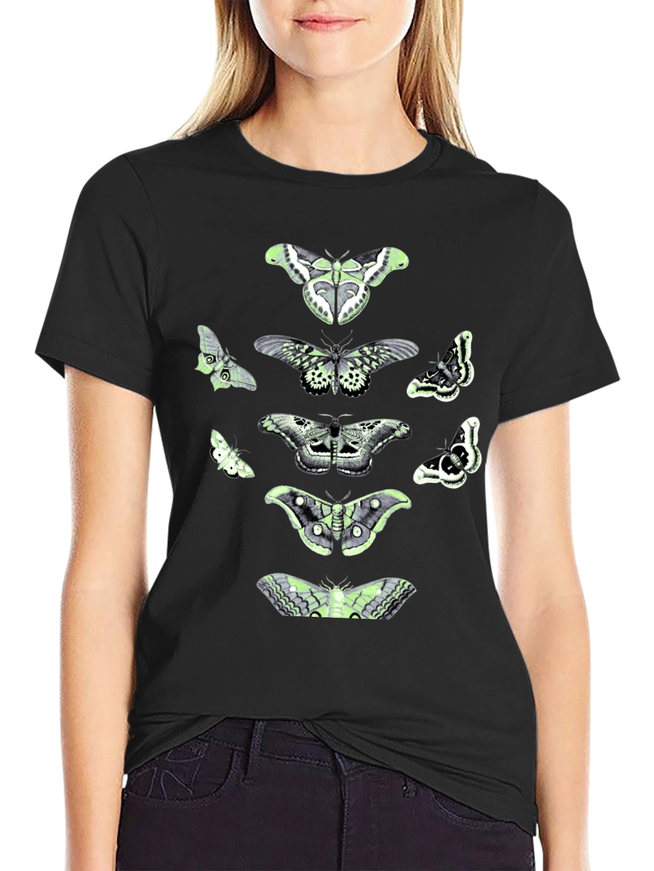 Moth Graphic Tee - Black Cotton Blend