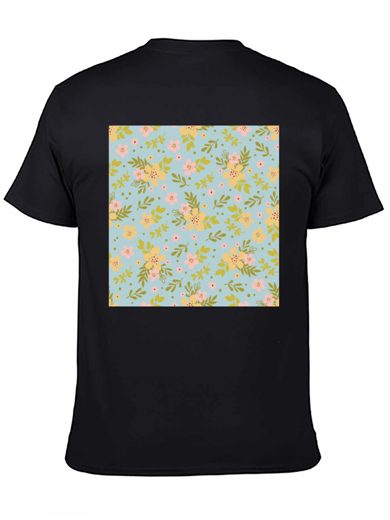 Floral Pattern Black T-Shirt