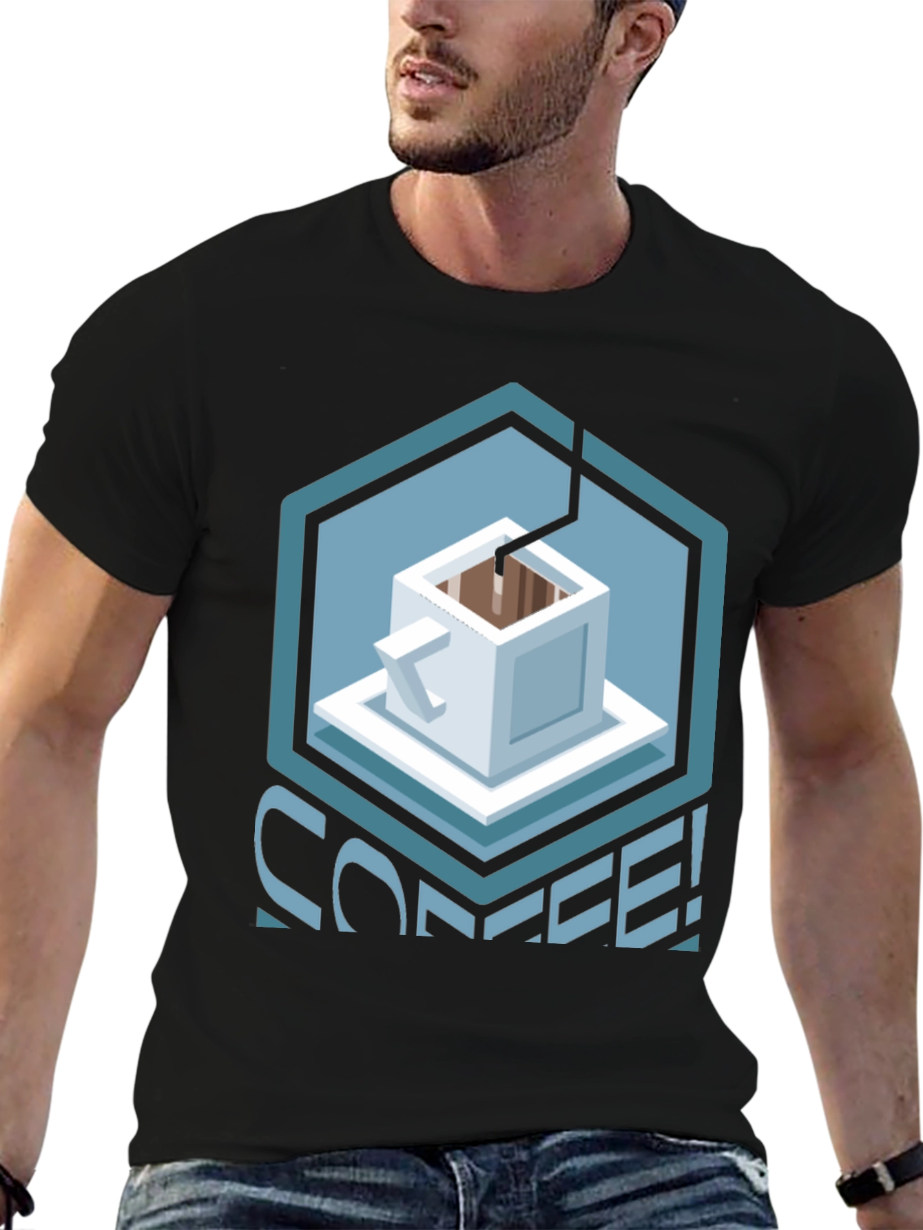 Geometric Coffee T-Shirt - Unique Graphic Tee