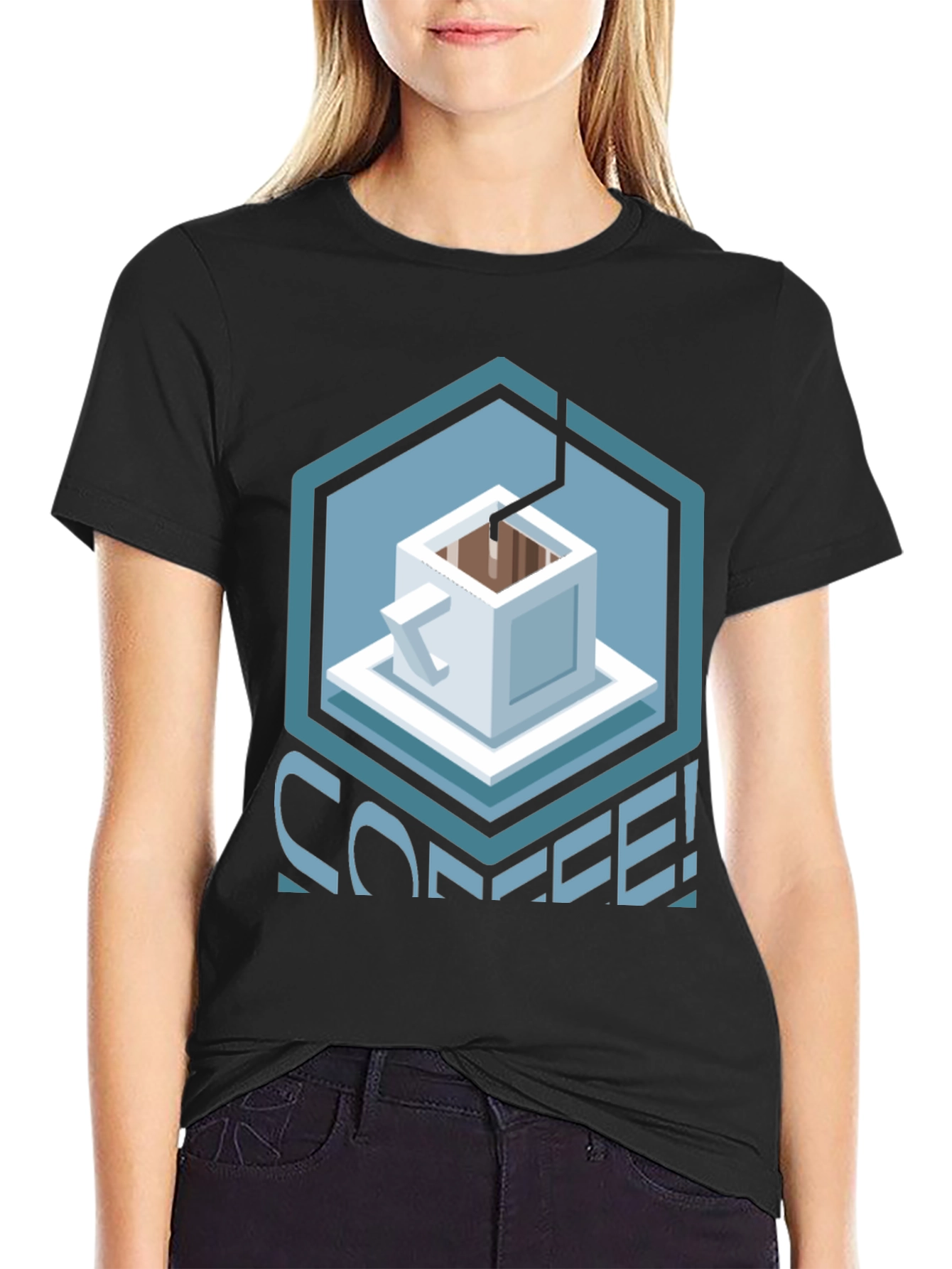 Geometric Coffee T-Shirt - Unique Graphic Tee