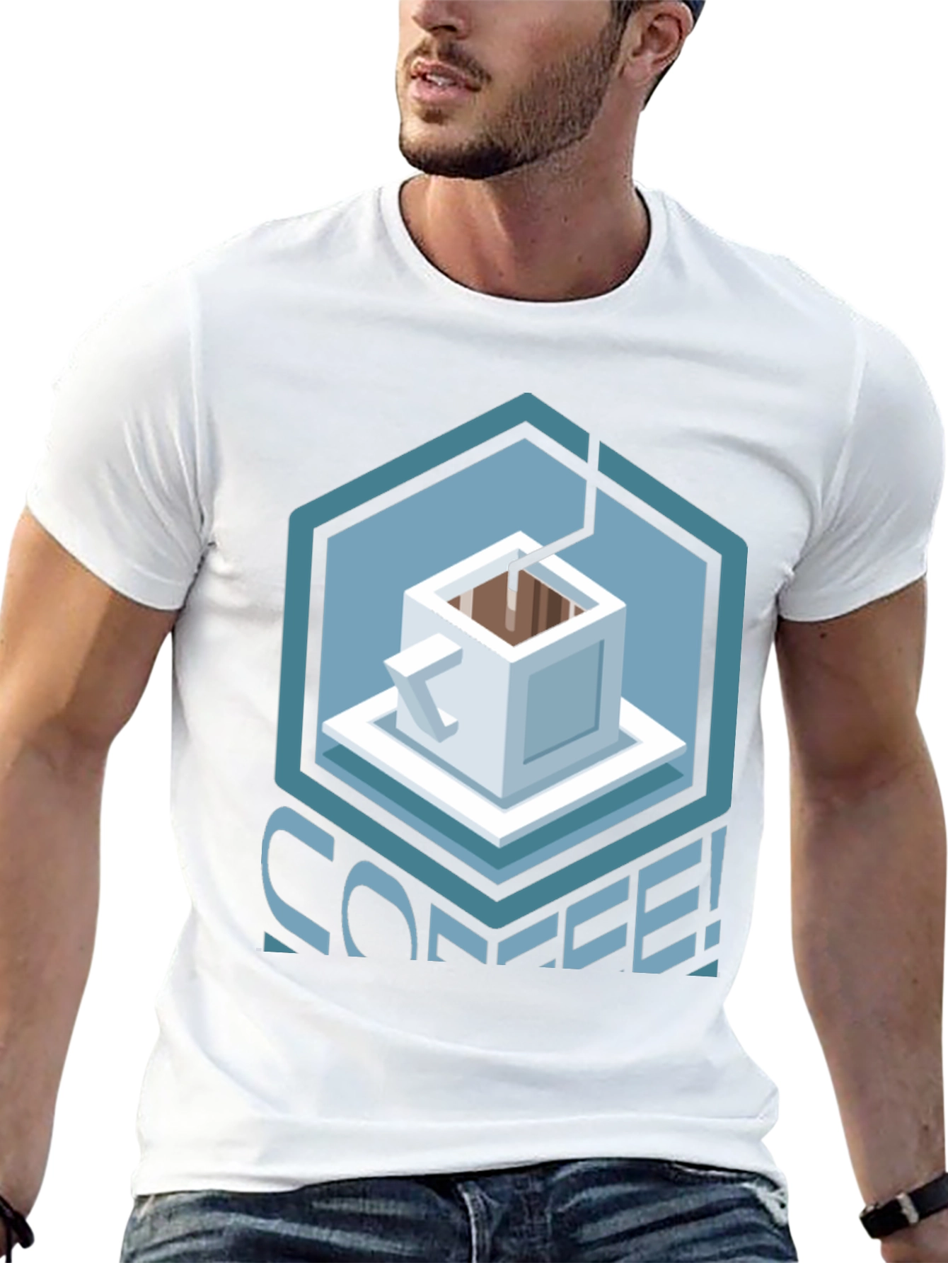 Geometric Coffee T-Shirt - Unique Graphic Tee