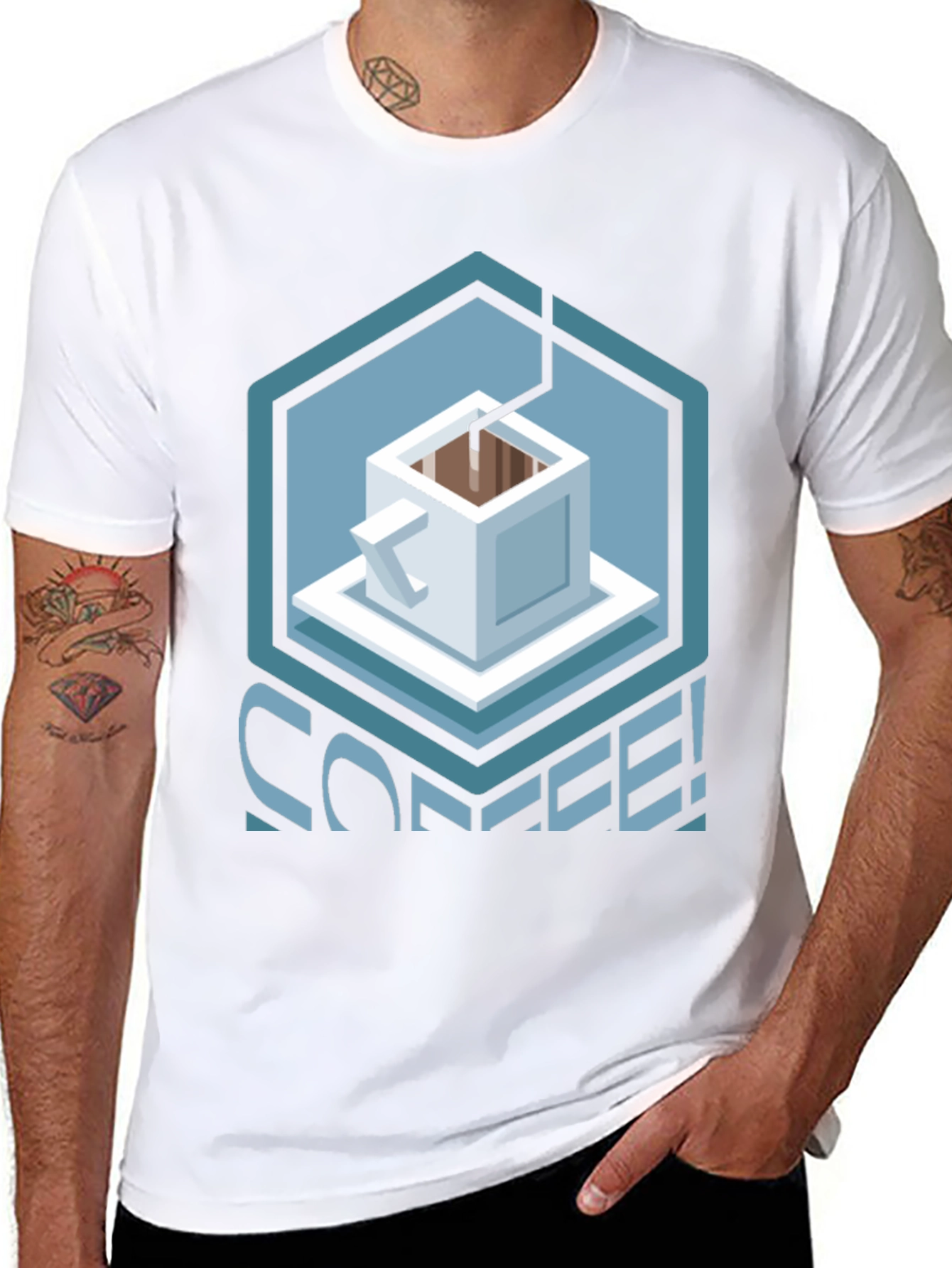 Geometric Coffee T-Shirt - Unique Graphic Tee