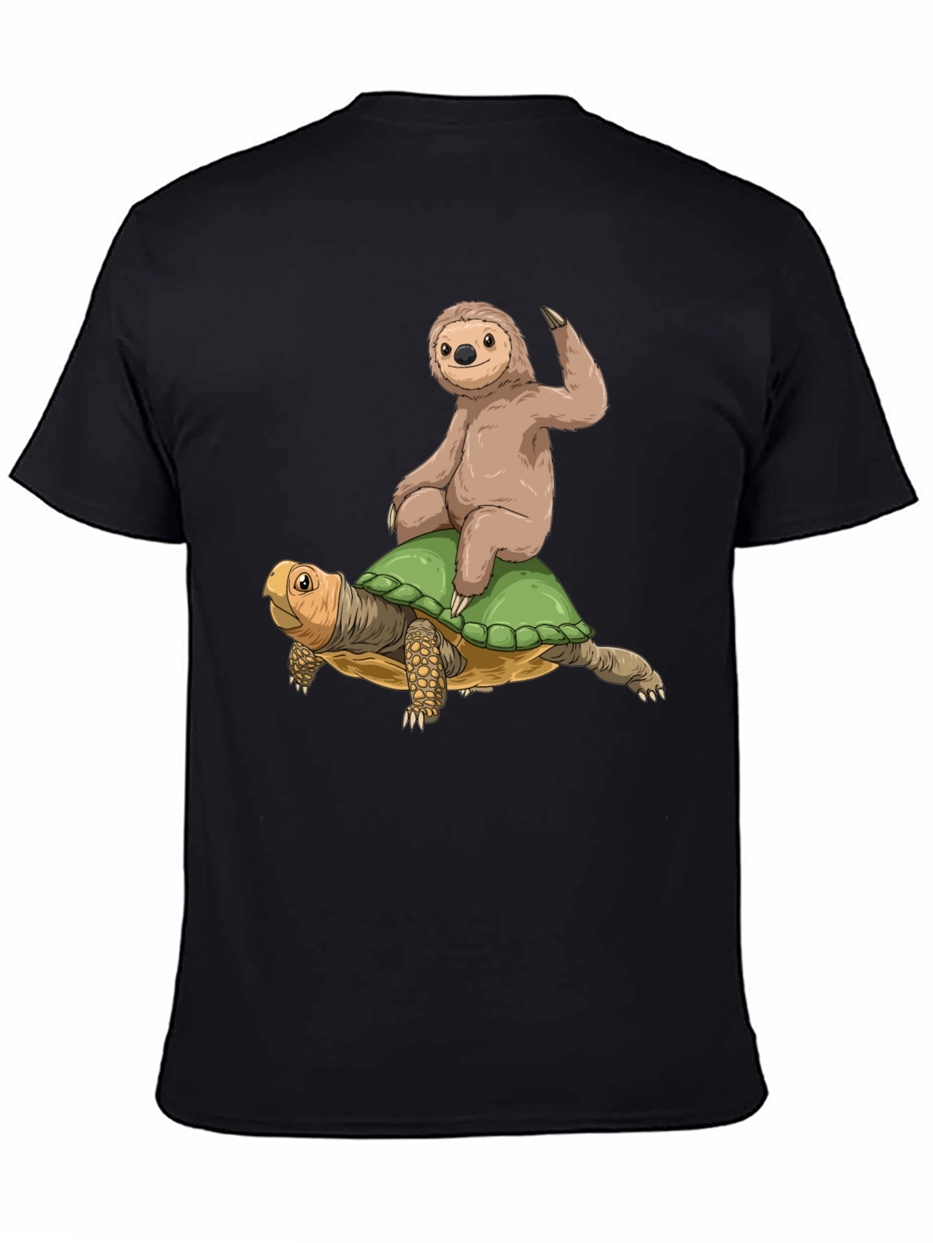 Sloth Riding Turtle Graphic Tee - Cool Animal Shirt