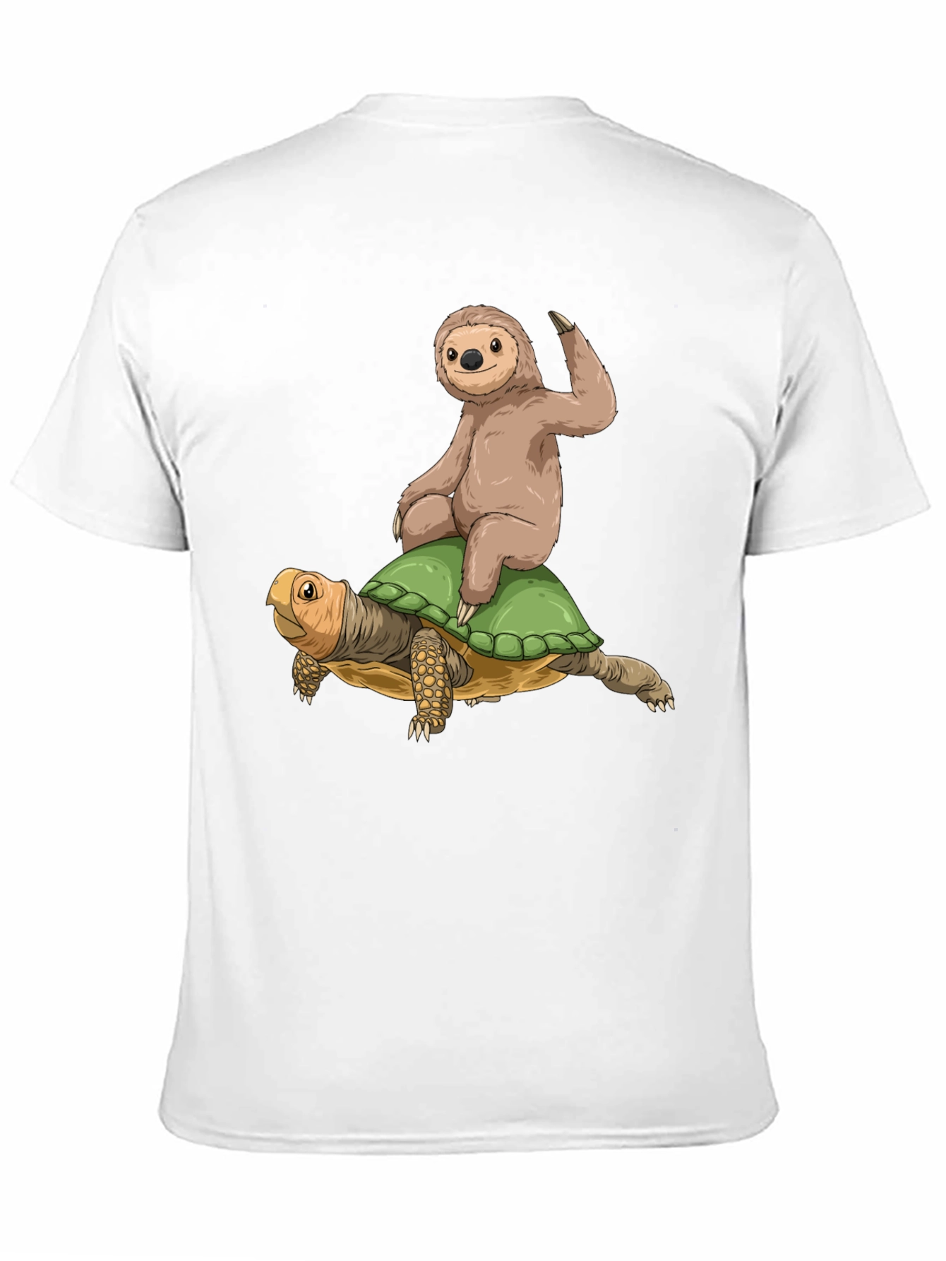 Sloth Riding Turtle Graphic Tee - Cool Animal Shirt