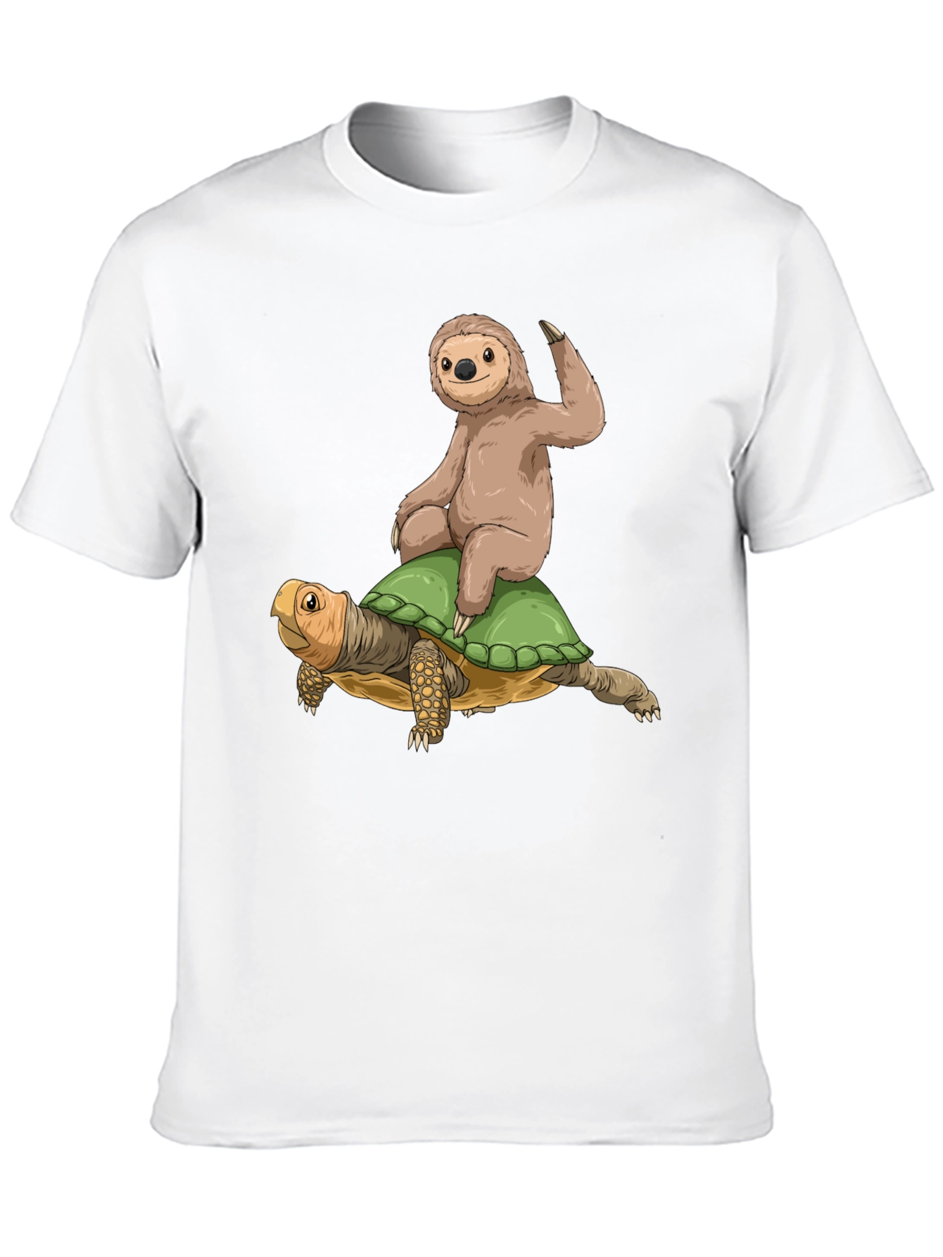 Sloth Riding Turtle Graphic Tee - Cool Animal Shirt
