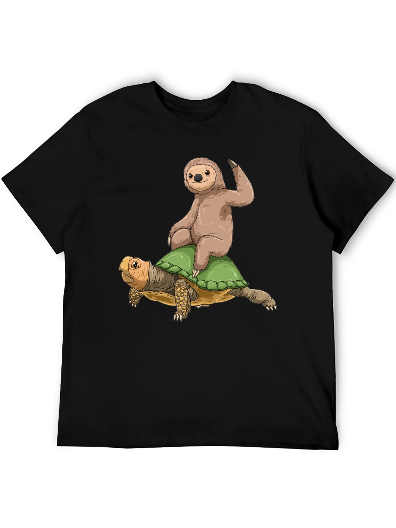 Sloth Riding Turtle Graphic Tee - Cool Animal Shirt