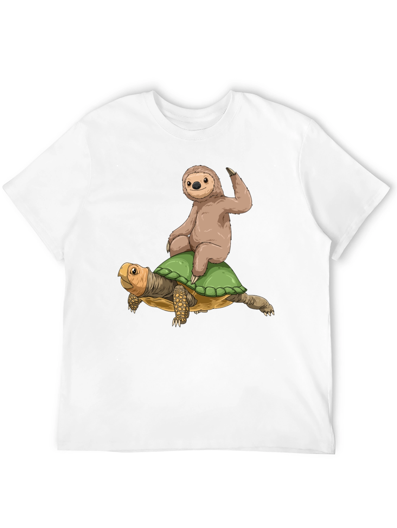 Sloth Riding Turtle Graphic Tee - Cool Animal Shirt