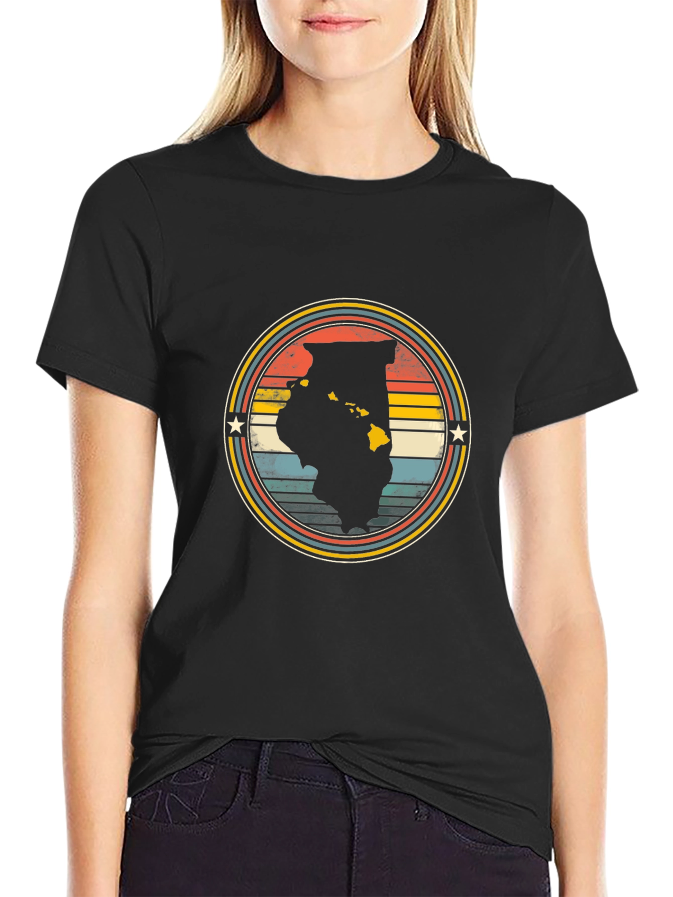 Retro State Pride T-Shirt - Black