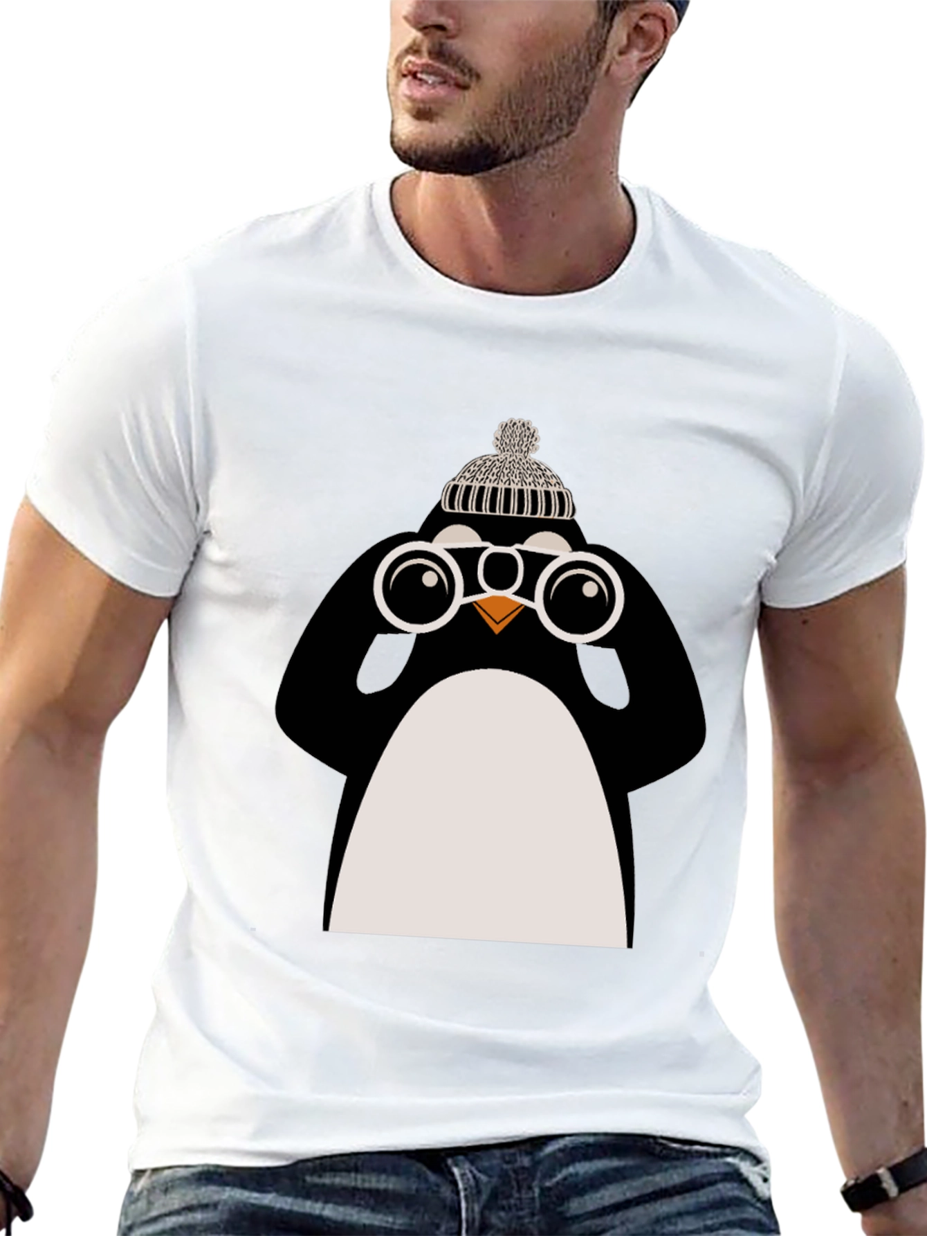 Penguin with Binoculars Graphic Tee