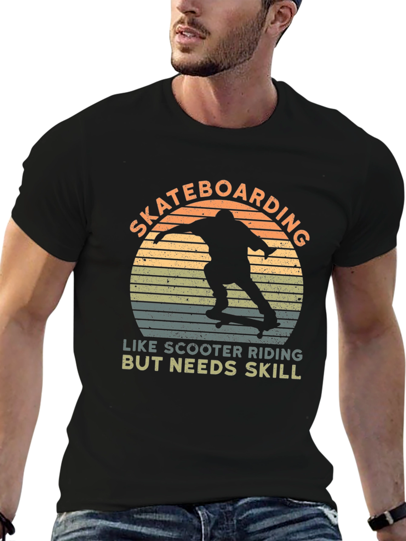 Skateboarding T-Shirt - Like Scooter Riding But Needs Skill