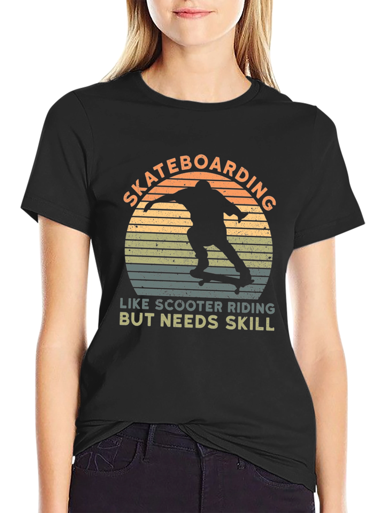 Skateboarding T-Shirt - Like Scooter Riding But Needs Skill