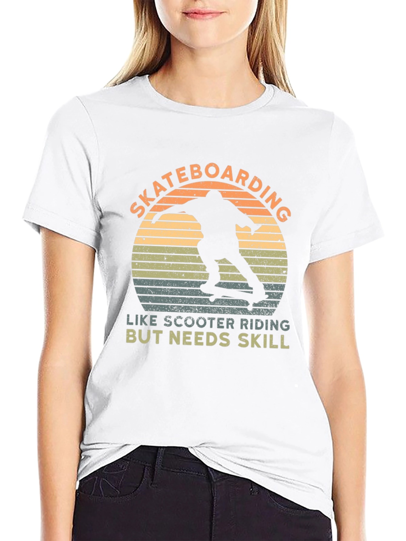 Skateboarding T-Shirt - Like Scooter Riding But Needs Skill