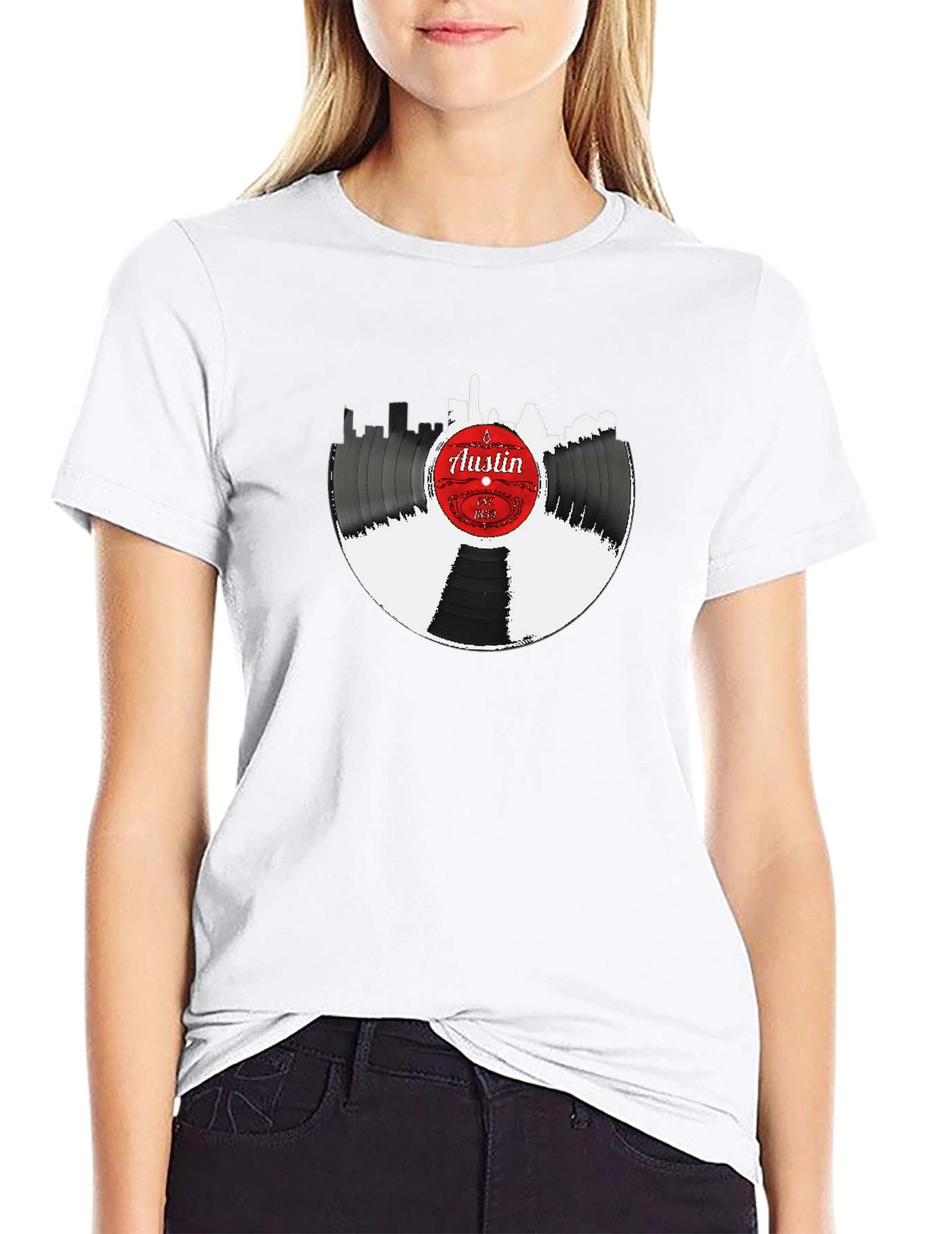 Austin Vinyl Record Skyline Graphic Tee