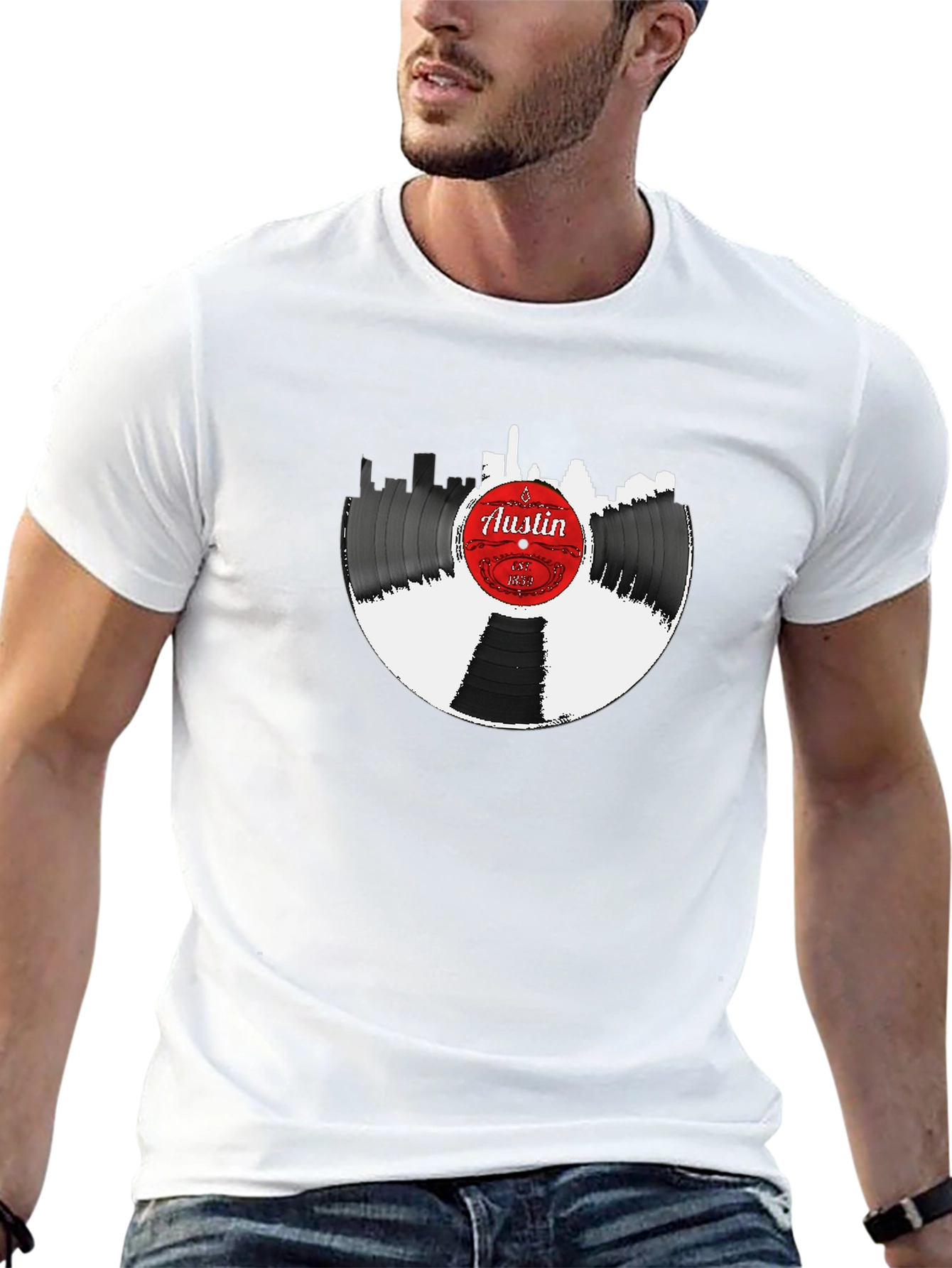 Austin Vinyl Record Skyline Graphic Tee